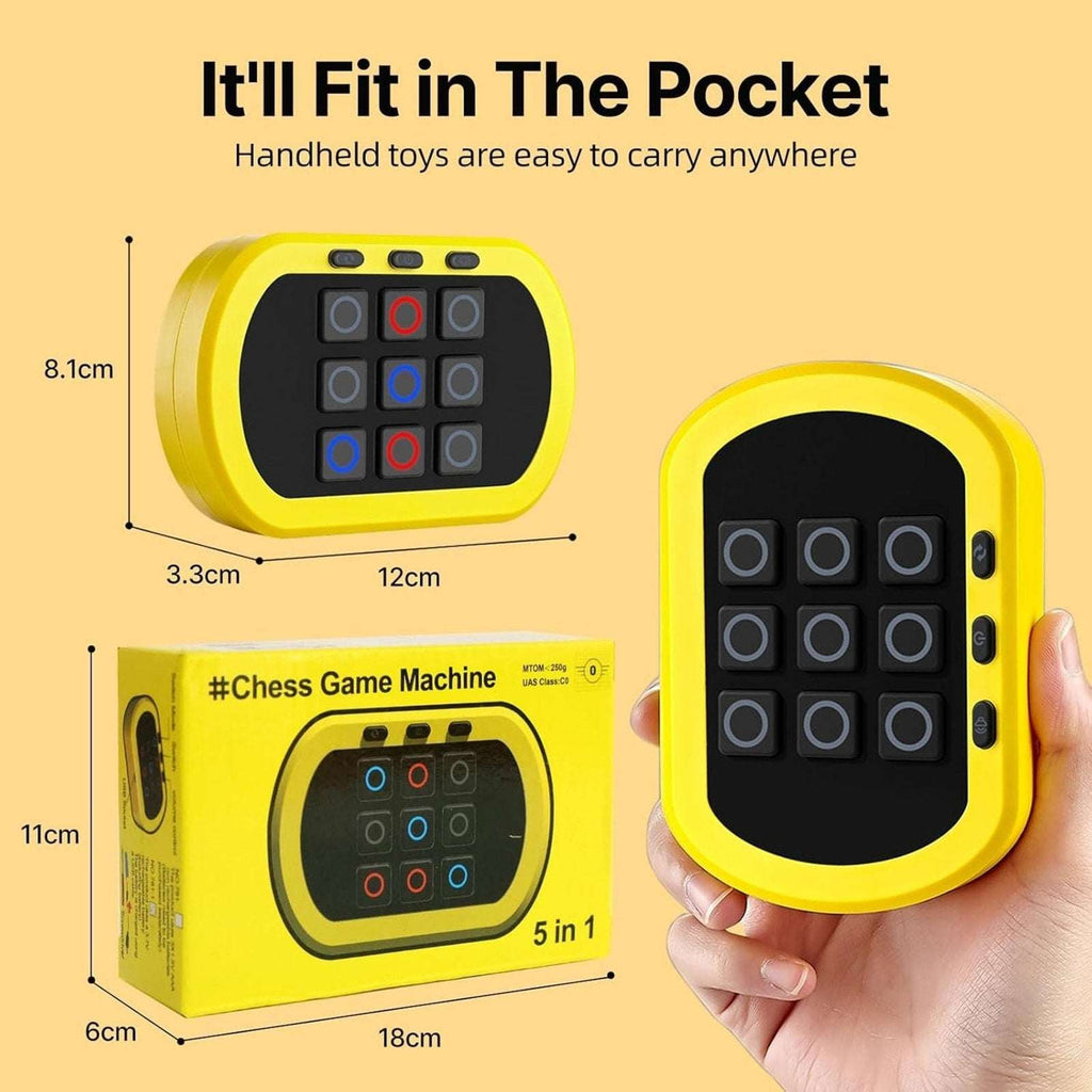Electronic Tic-Tac-Toe 5-in-1 Games Rechargeable Handheld Console Ages 6-12