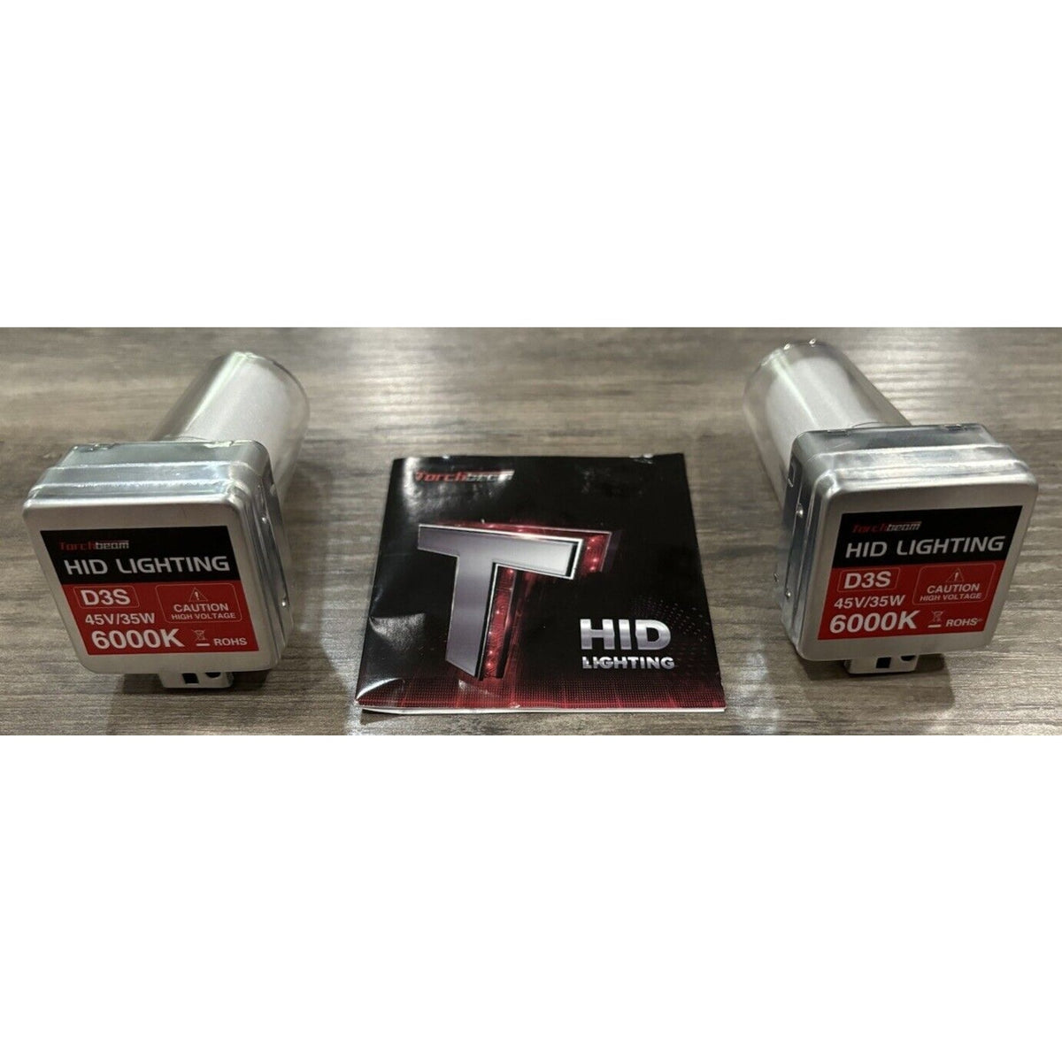 Torchbeam D3S HID Bulbs 6000K Cool White High/Low Beam Xenon w Metal Stents 2-PK