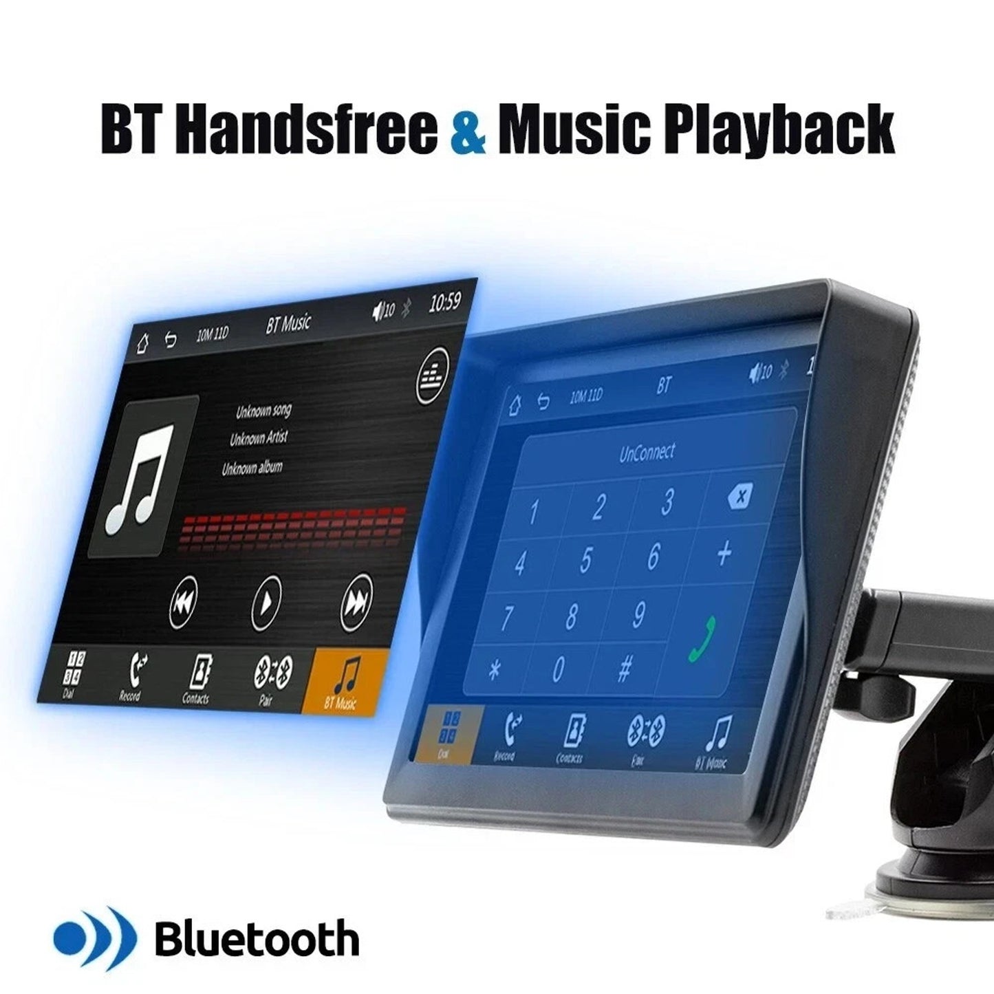 7" Portable Bluetooth Touchscreen Car Stereo Carplay & Android Auto MirrorLink