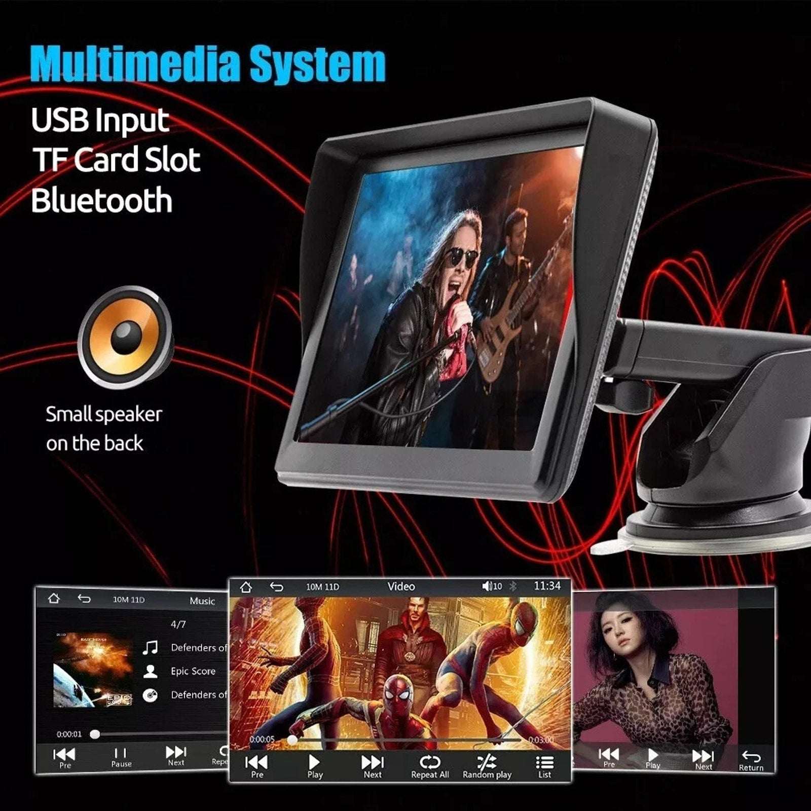 7" Portable Bluetooth Touchscreen Car Stereo Carplay & Android Auto MirrorLink
