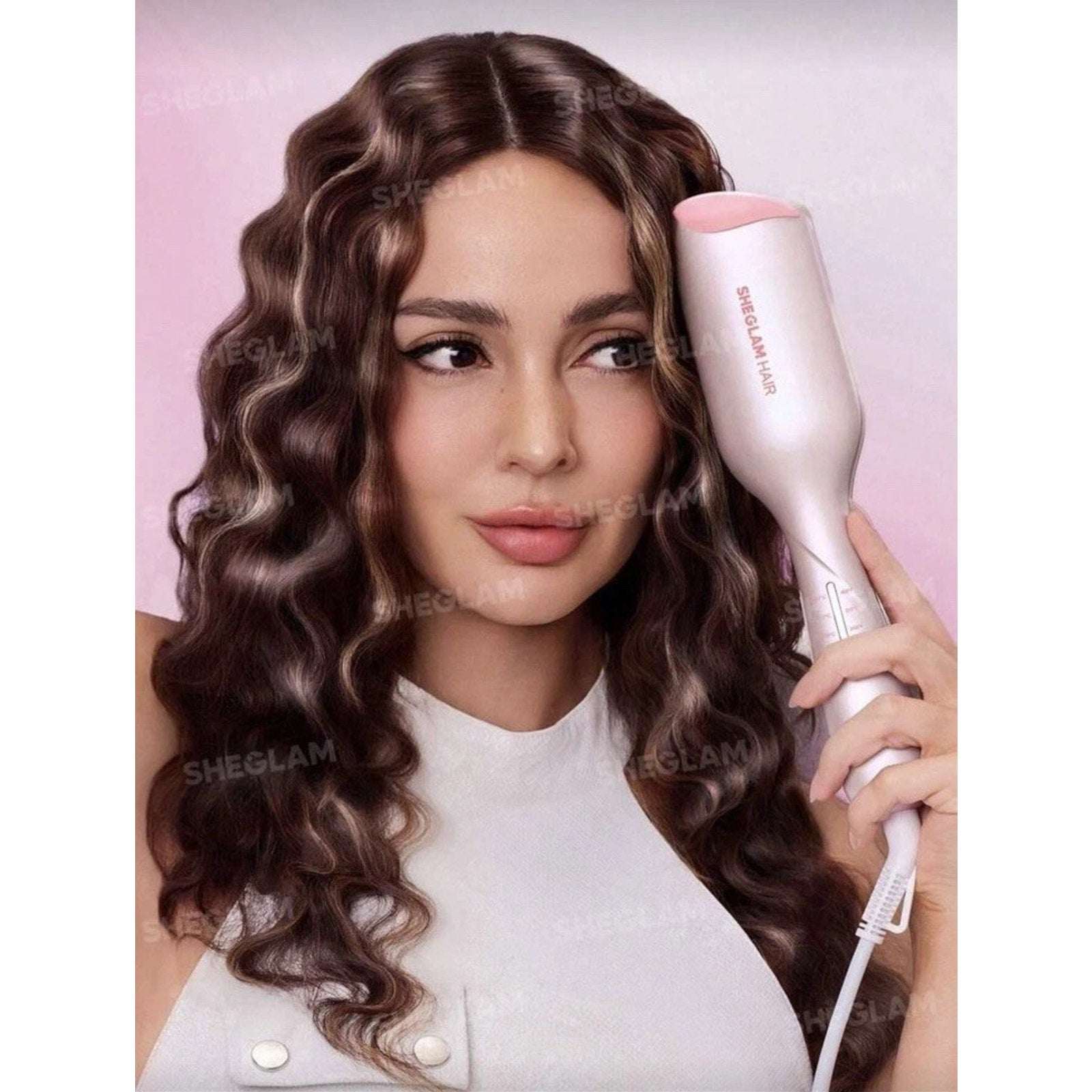 SHEGLAM HAIR Cupid's Charm Beach Babe Hair Waver 1" Smart Timer, Deep U Design