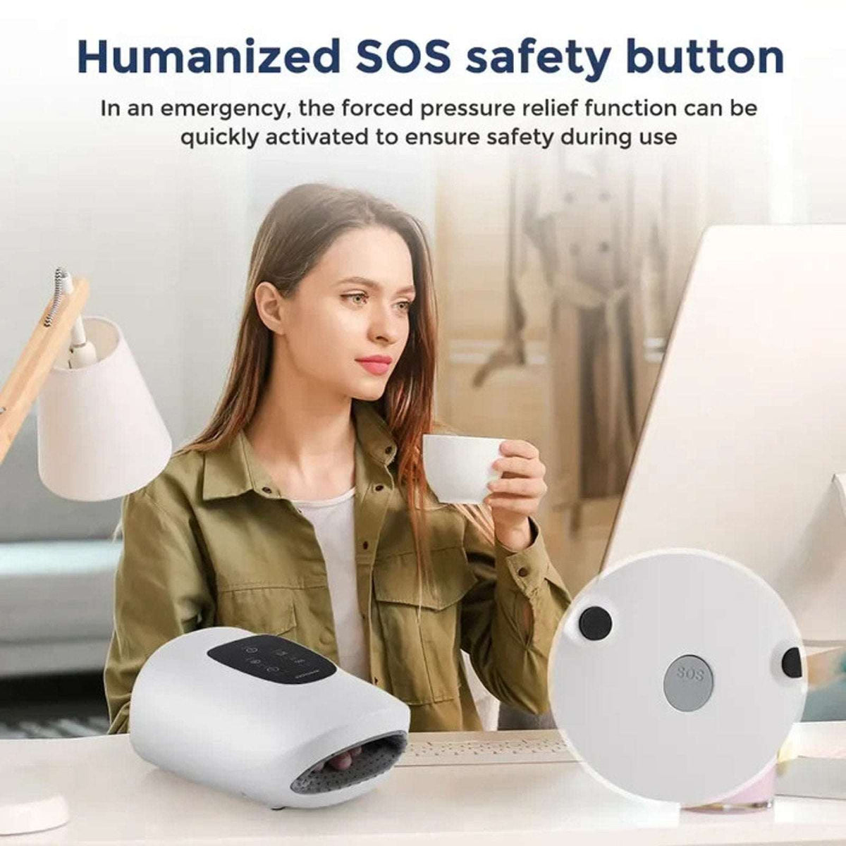 Cordless Electric Hand Massager Heat, Palm Acupoint Compression Arthritis Carpal