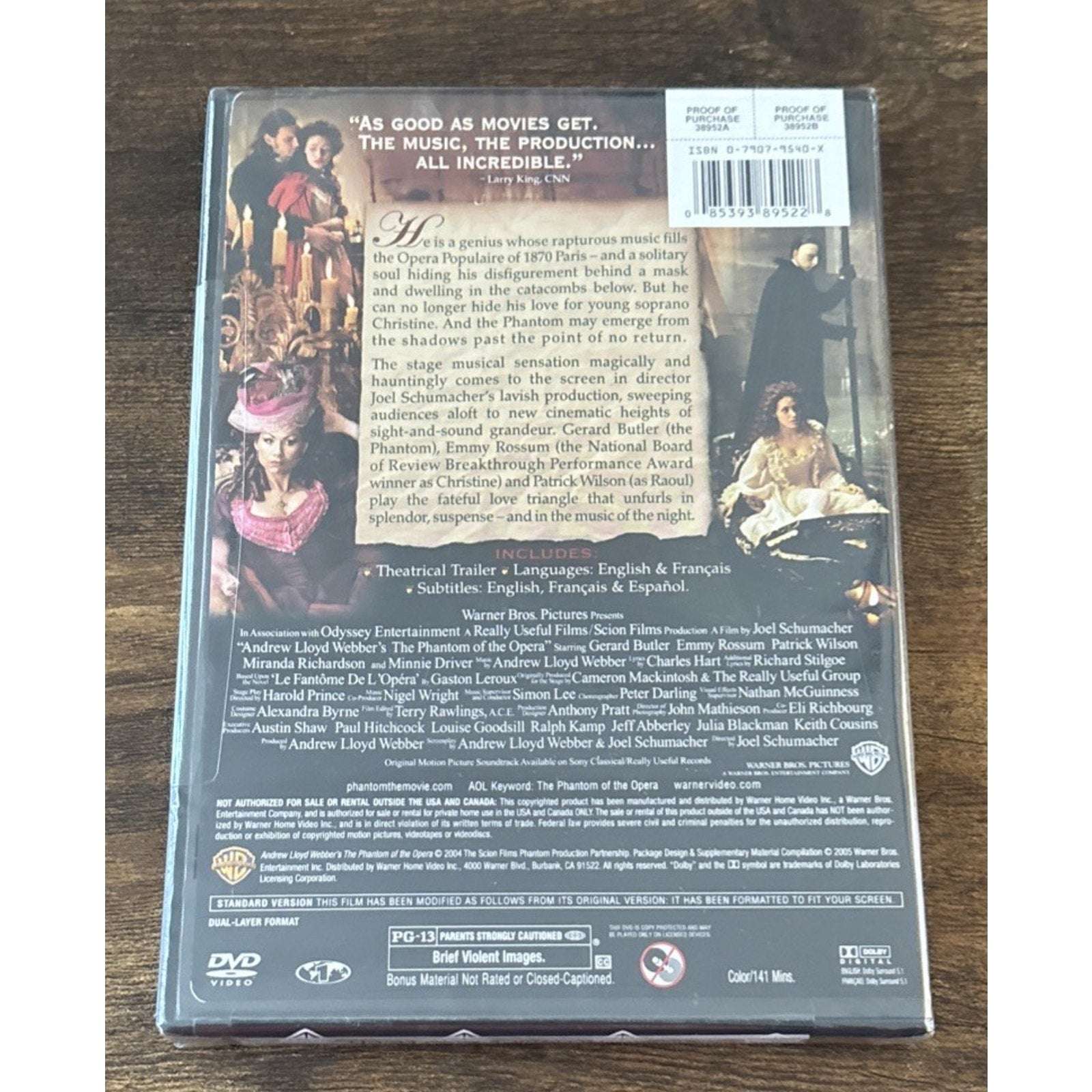 The Phantom of the Opera (2004, DVD) Full-Screen Edition Gerard Butler, SEALED