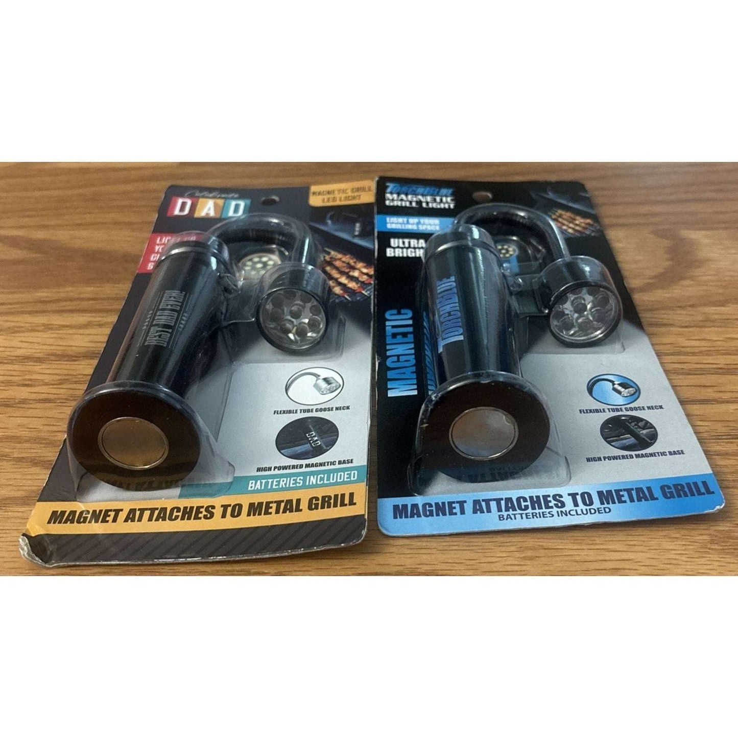 2Pk Magnetic LED BBQ Grill Light Flexible Gooseneck Hands-Free Work Lamp Battery