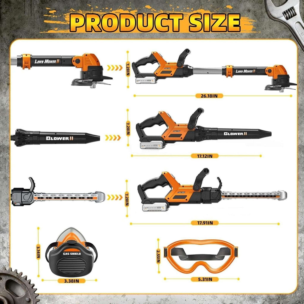 Kids Power Lawn Tool Set 3-in-1 w/ Sounds & Lights Weed Wacker, Trimmer & Blower