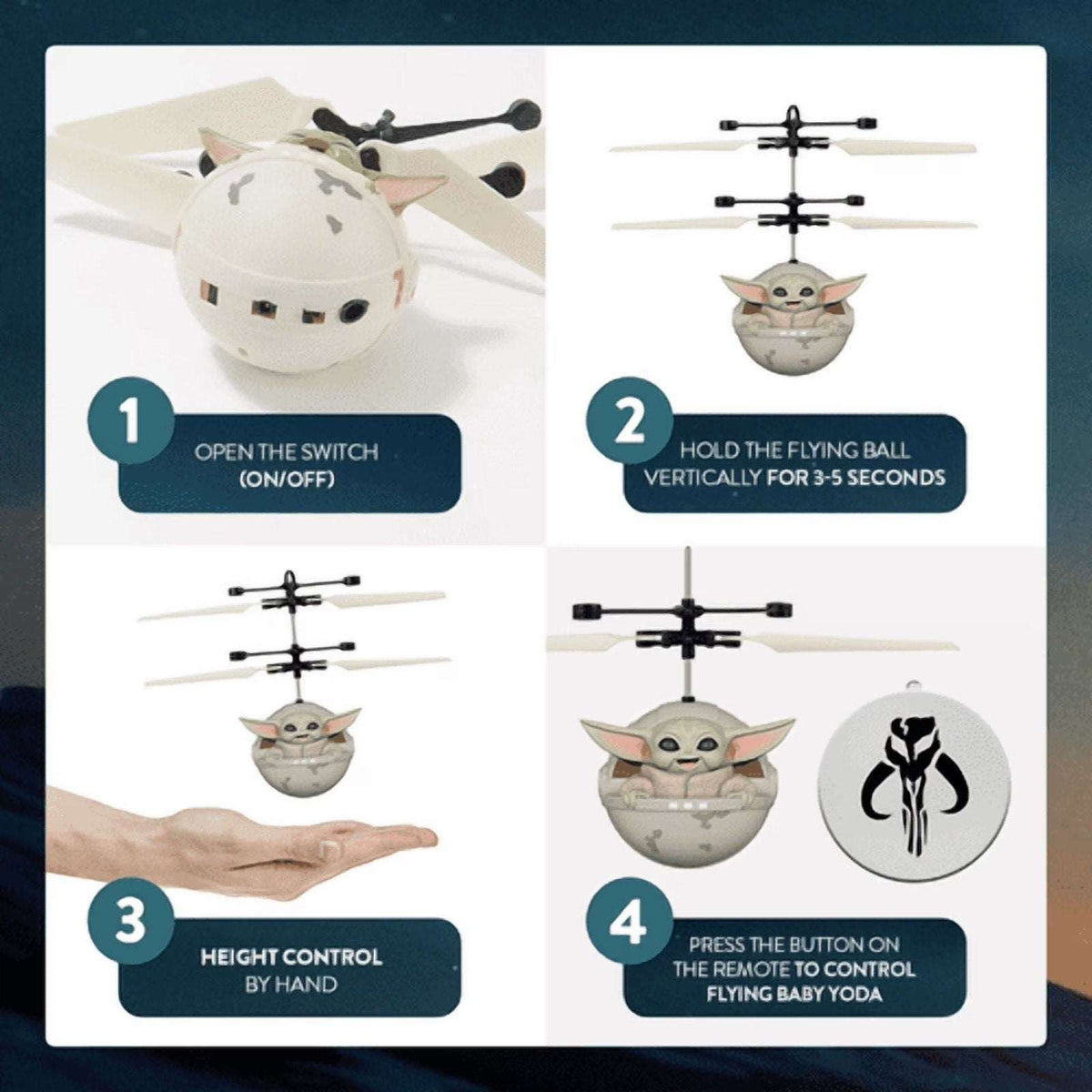 Star Wars Mandalorian The Child Motion Sensing Flying Helicopter Baby Yoda Drone