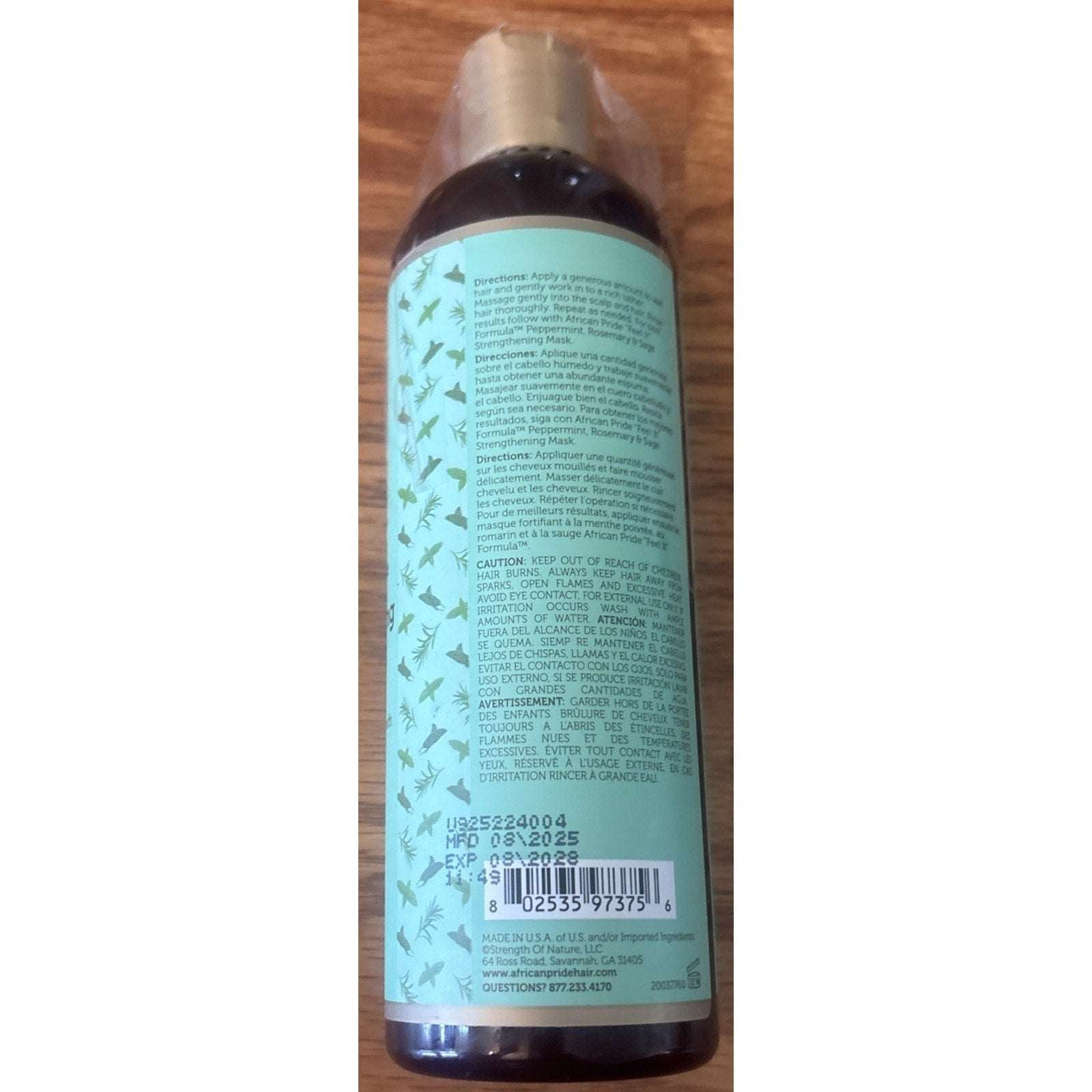 African Pride "Feel It" Peppermint, Rosemary & Sage Strengthening Shampoo 12floz