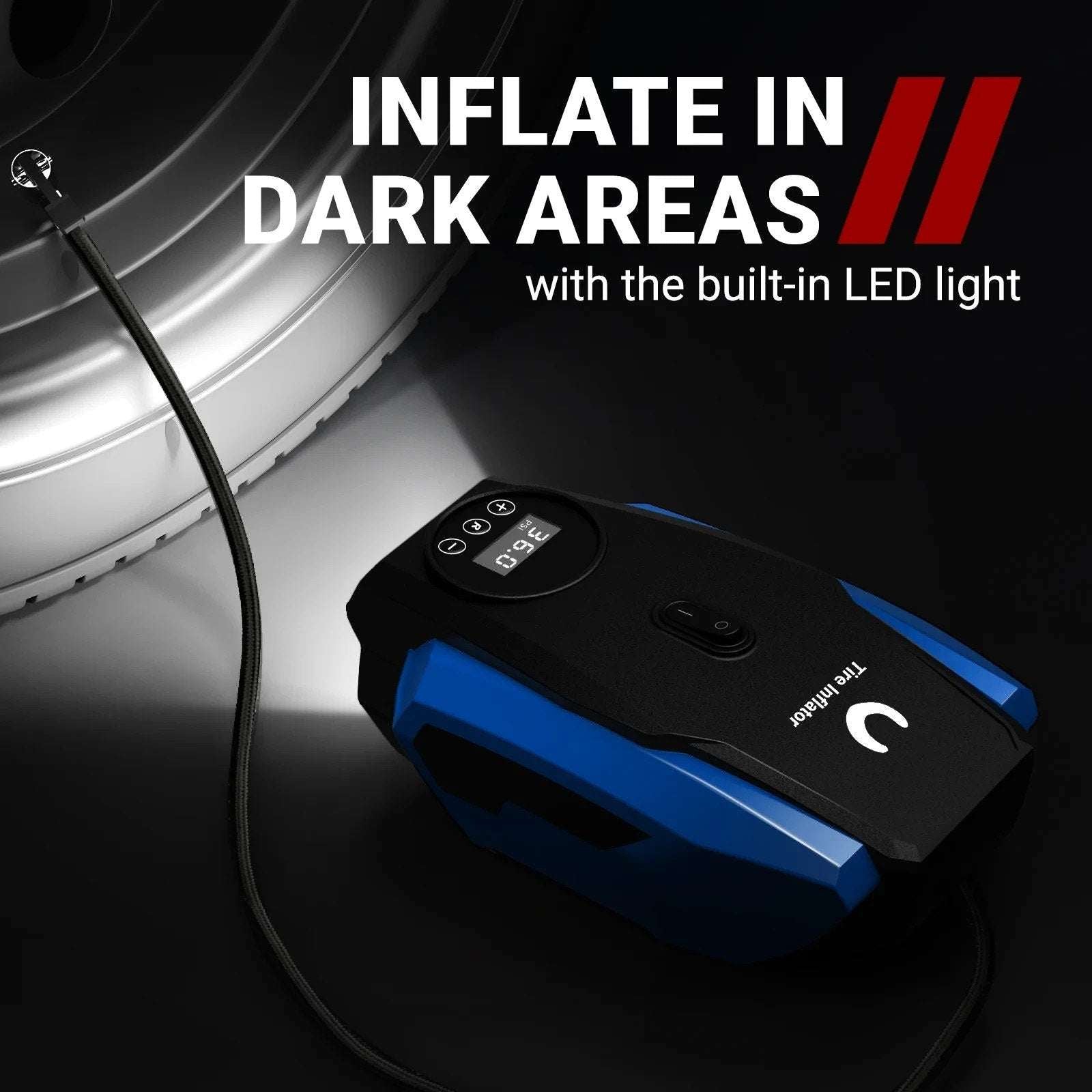 VacLife Air Compressor Tire Inflator w/ LED Light and Digital Display 12V DC