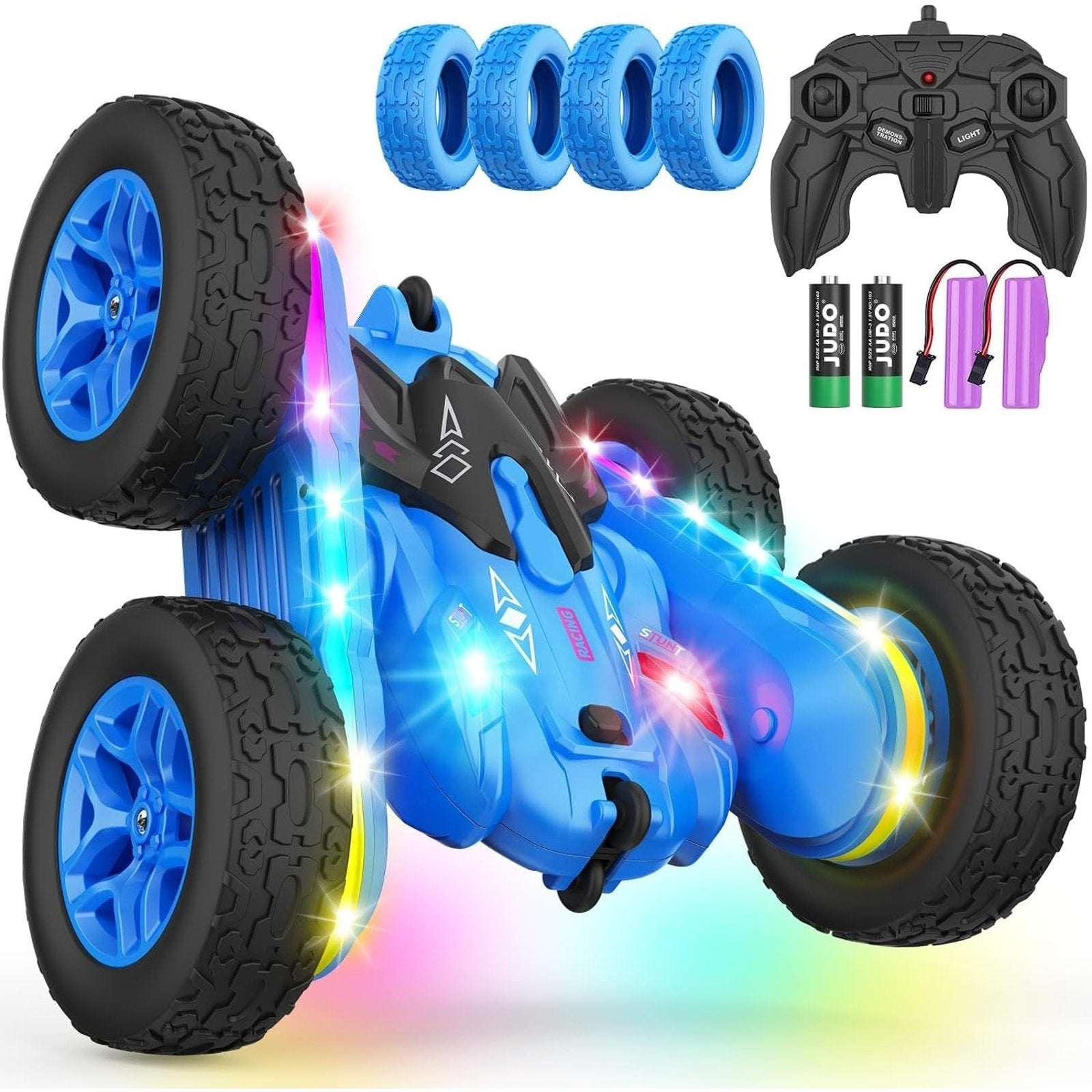4WD Stunt RC Car Double-Sided 360° Rotating Drift Remote Control Truck w/ Lights