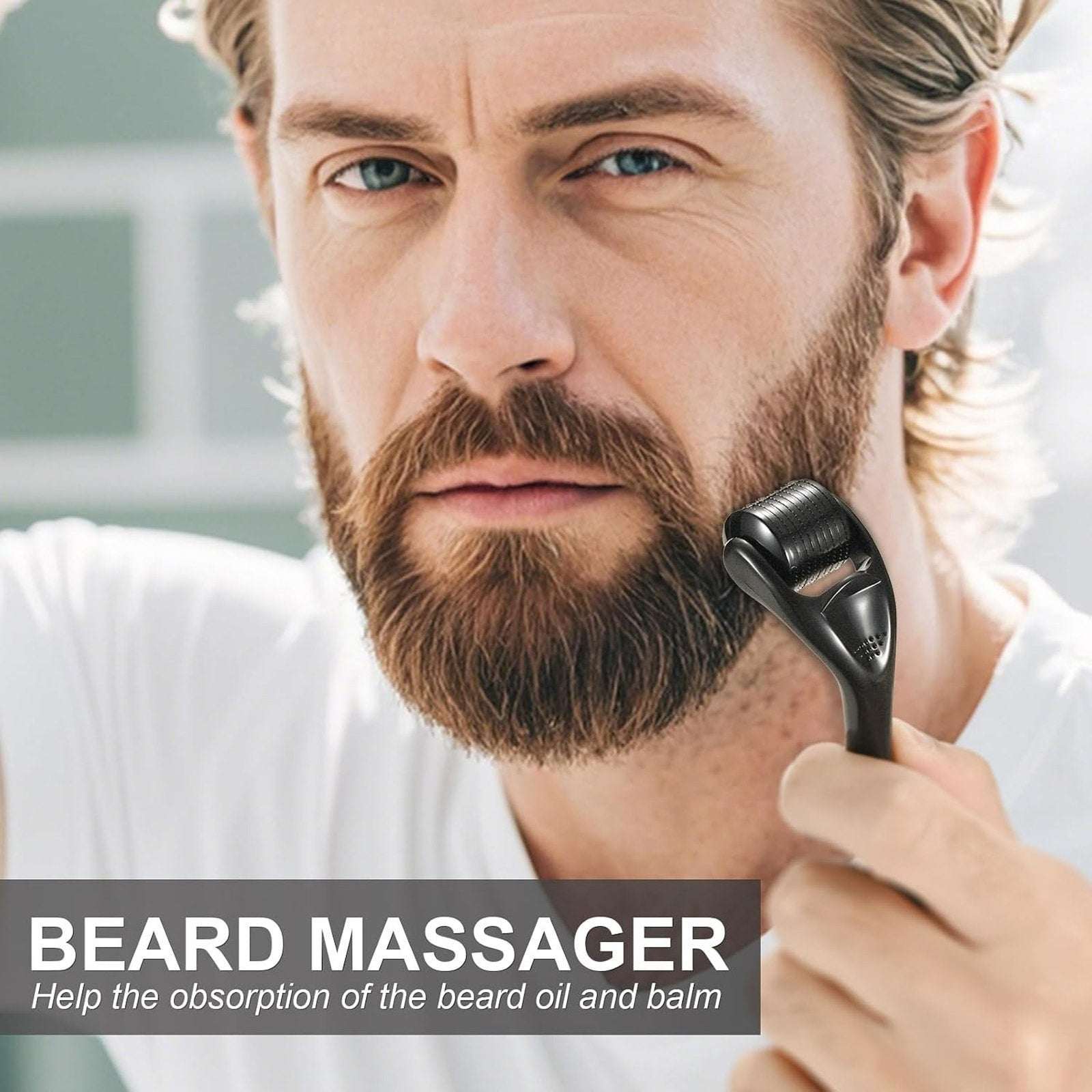 Naland Beard Growth Kit - Growth Oil (2oz), Beard Balm, Beard Comb & Massager