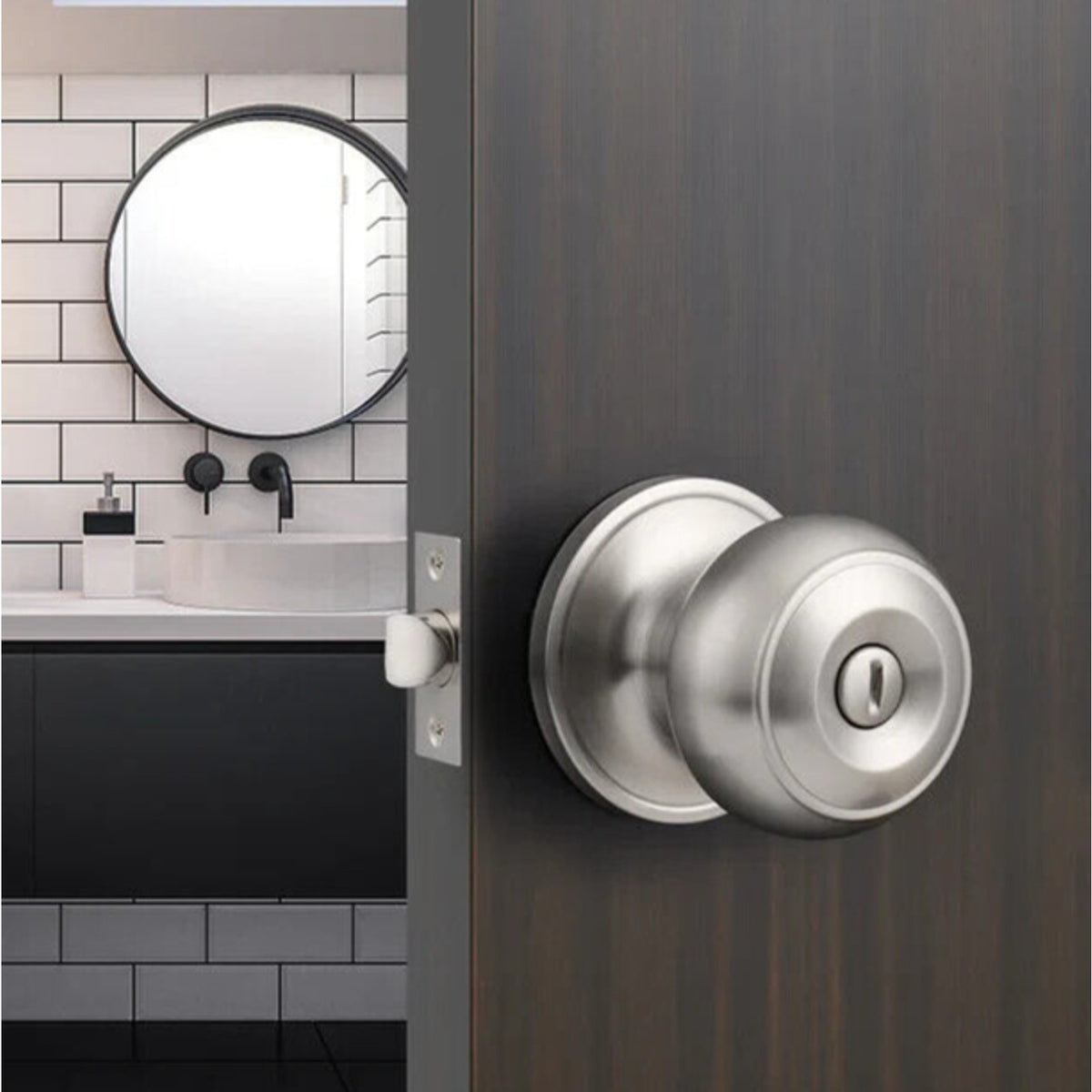 Probrico 2 Sets Ball Knobs Privacy Door Lock Knobs Satin Nickel Finish DL609SNBK