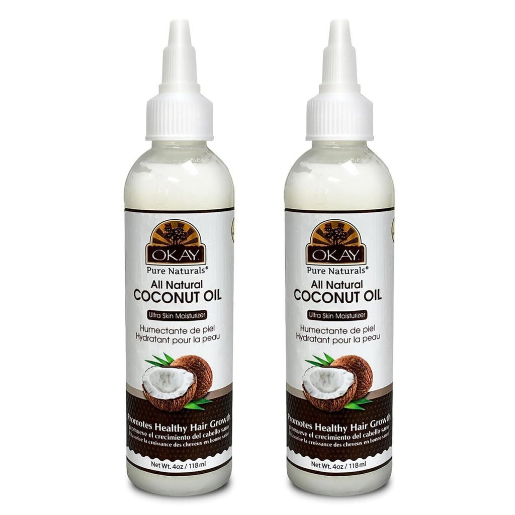 OKAY Pure Naturals 100% Coconut Oil For Hair & Skin w/ Tip Cap Bottle 2-Pack