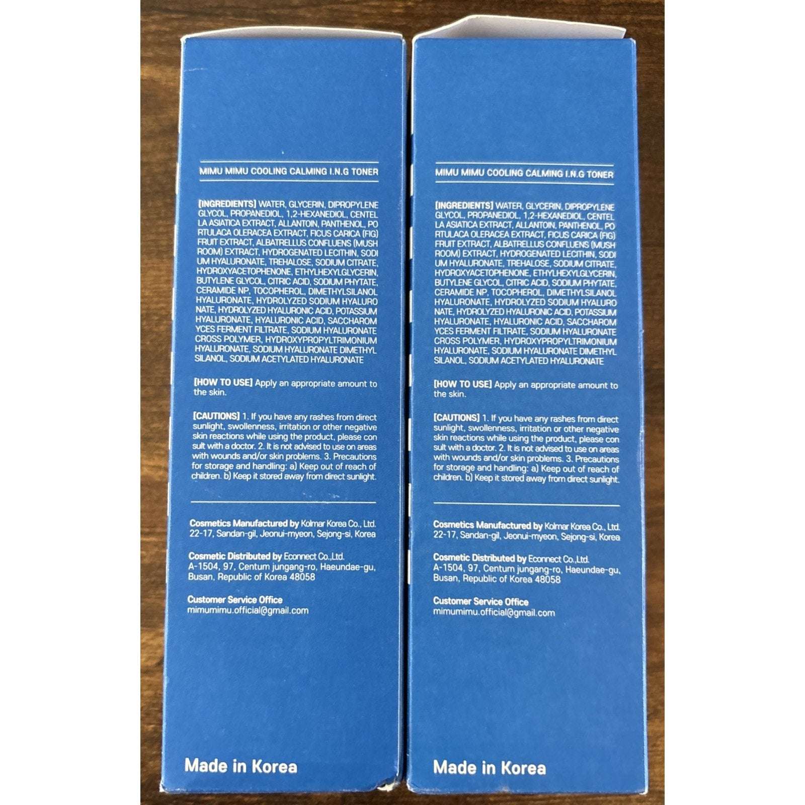 2Pk MIMU MIMU Cooling Calming Toner 10x HA Moisturizes Tighten Pores Sensitive