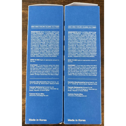 2Pk MIMU MIMU Cooling Calming Toner 10x HA Moisturizes Tighten Pores Sensitive