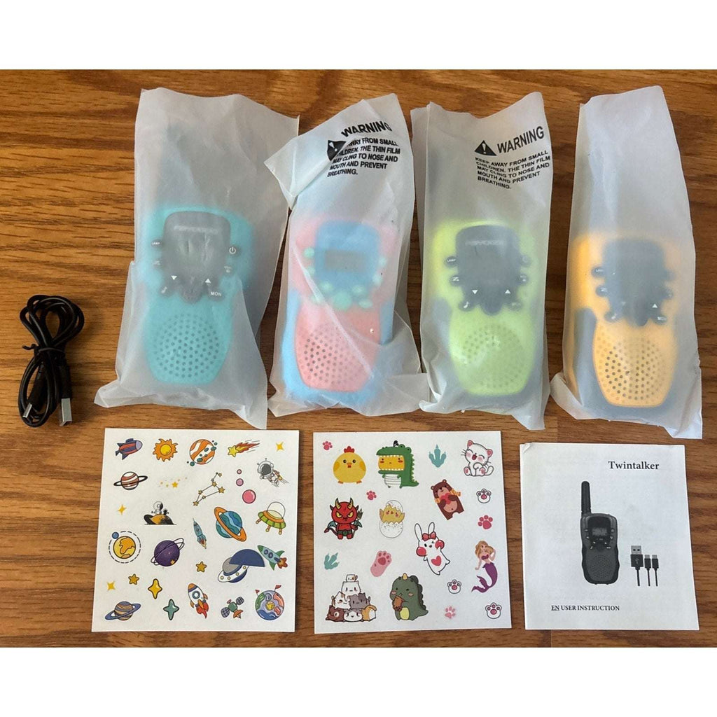 4 Pack Kids Walkie Talkies Long Range Family Walky Talky w/ Built-in Flashlight