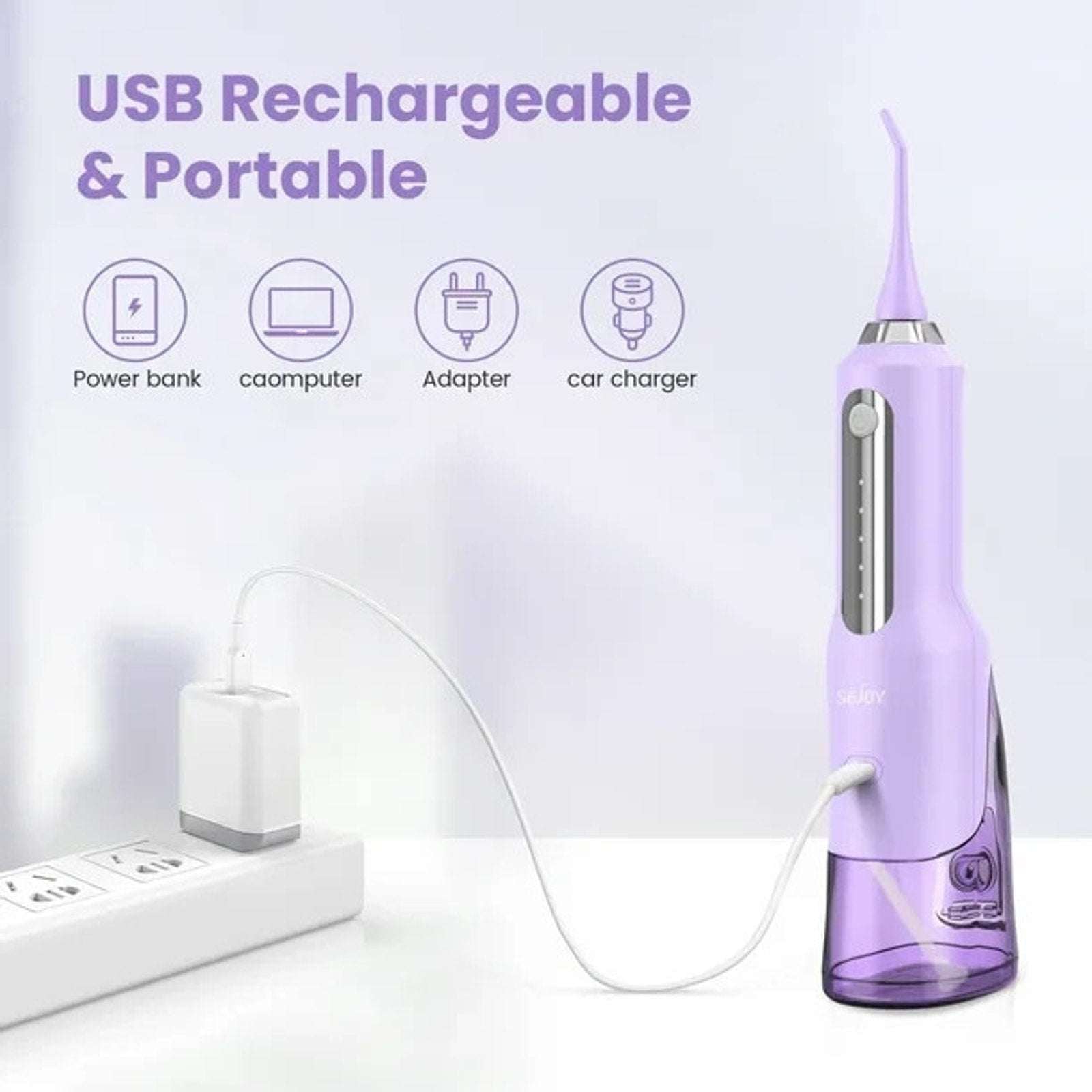 Sejoy Rechargeable Smart Water Flosser Teeth Cleaner Oral Irrigator 5Modes/5Tips