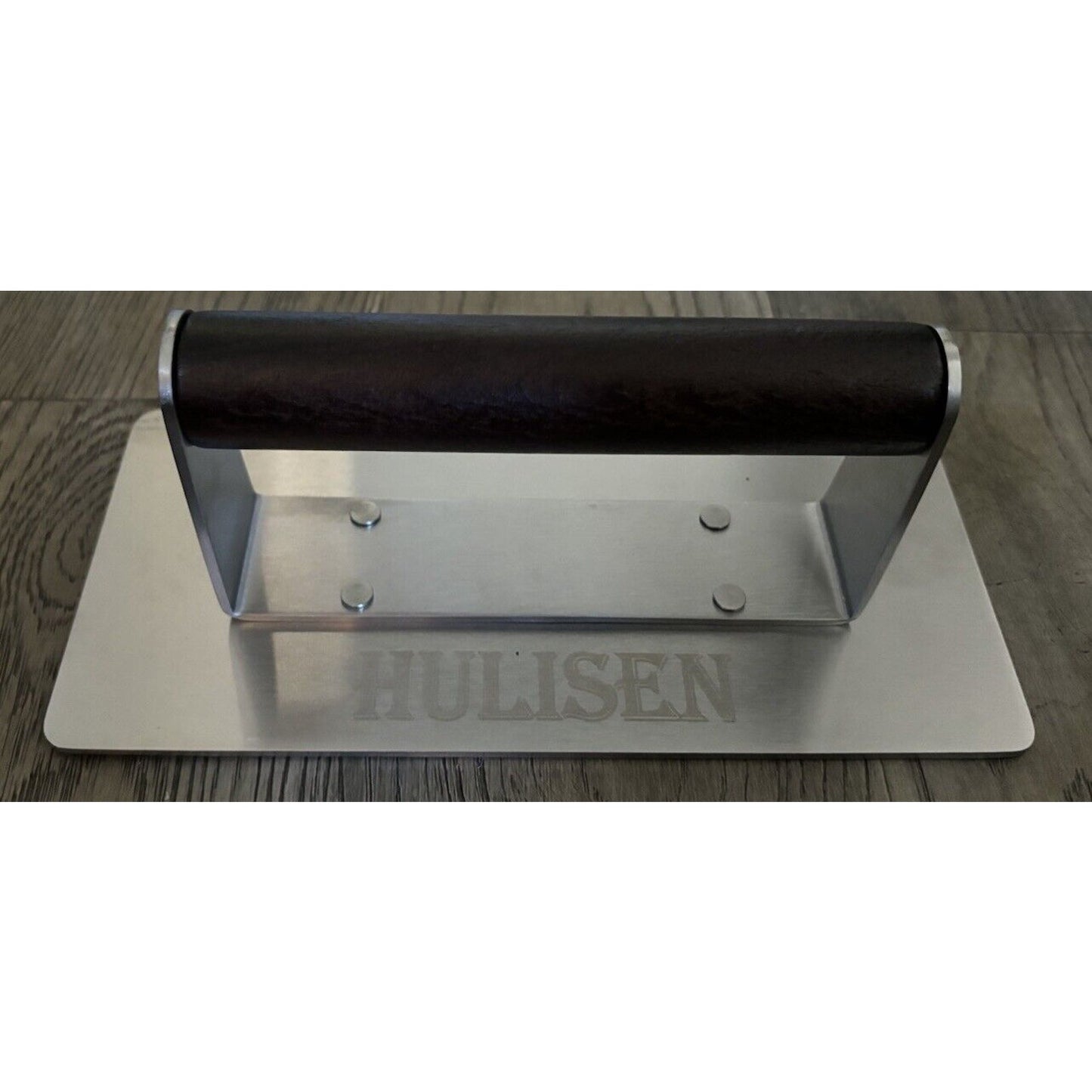 HULISEN Stainless Steel Bacon Press 9" Heavy Duty Burger Press w Wooden Handle