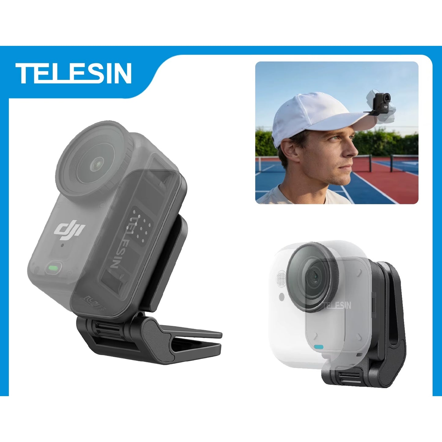 TELESIN Magnetic Quick-Release Cap Hat Brim Clip Camera Mount for DJI OSMO NANO