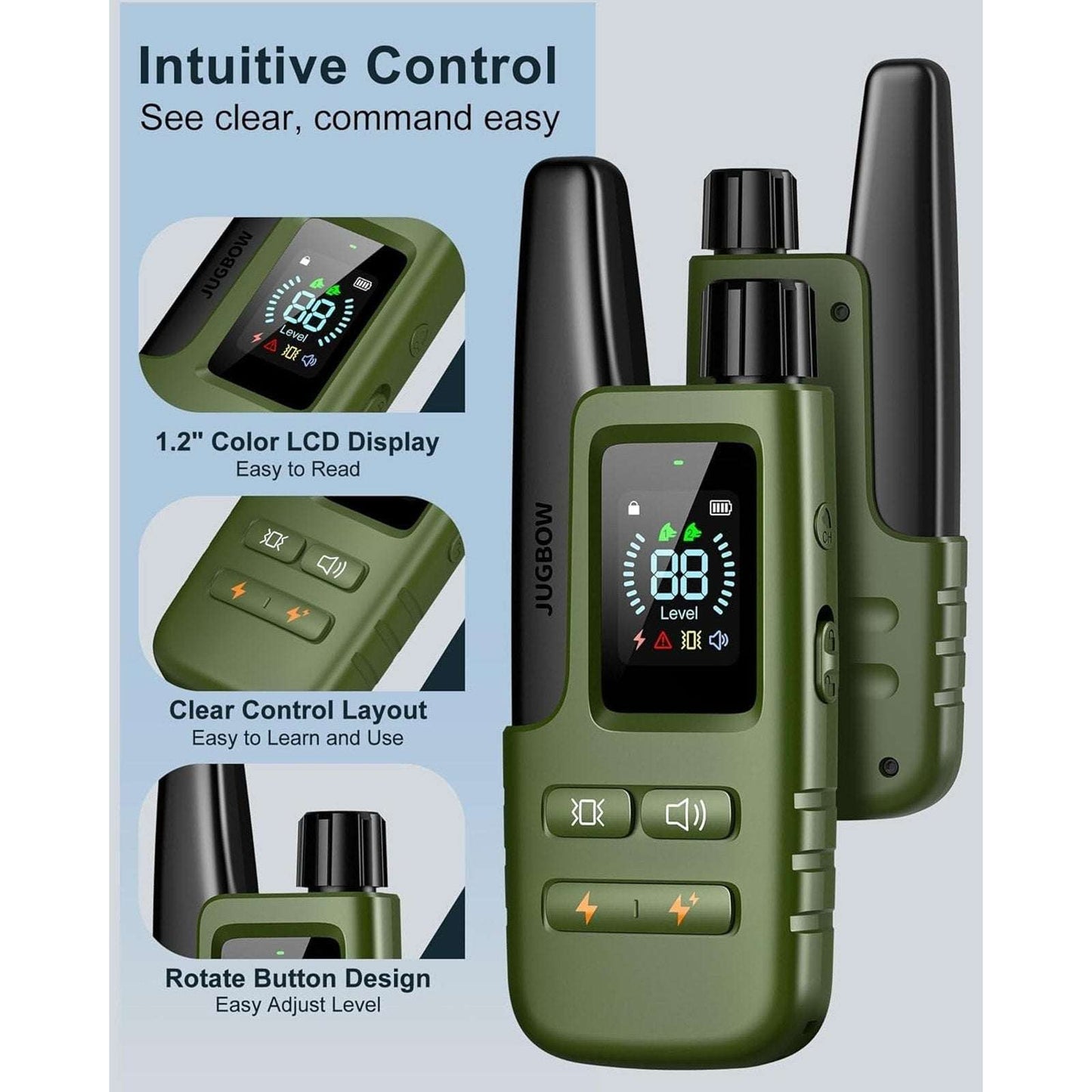 Jugbow Dog Shock Training Collar 4500FT w Remote, Waterproof, 10-120lbs, 4 Modes