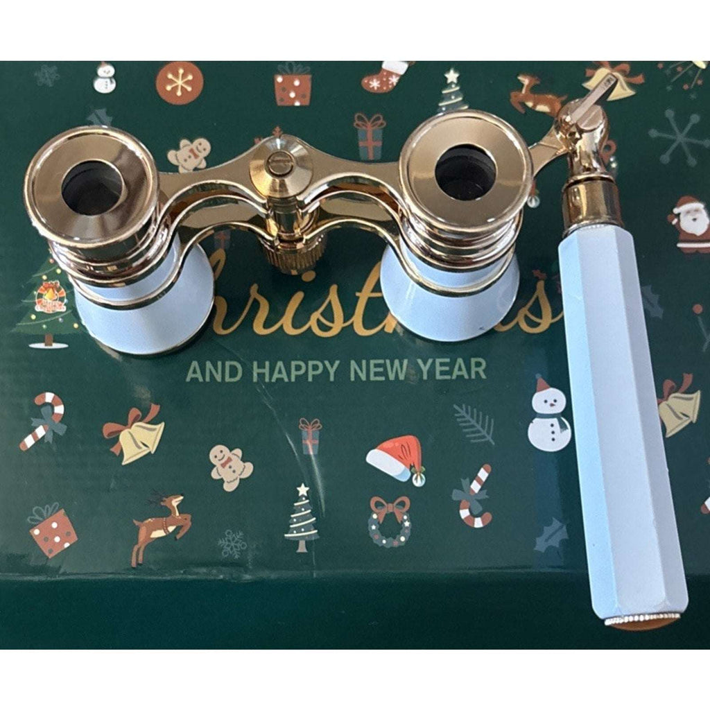 Retro 3X25 Opera Glasses Compact Metal Theater Binoculars with Adjustable Handle