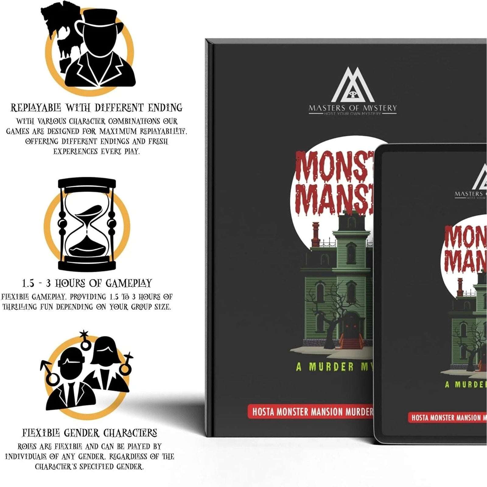 Masters of Misery Monster Mansion Murder Mystery Dinner Party Game 4-20 Players