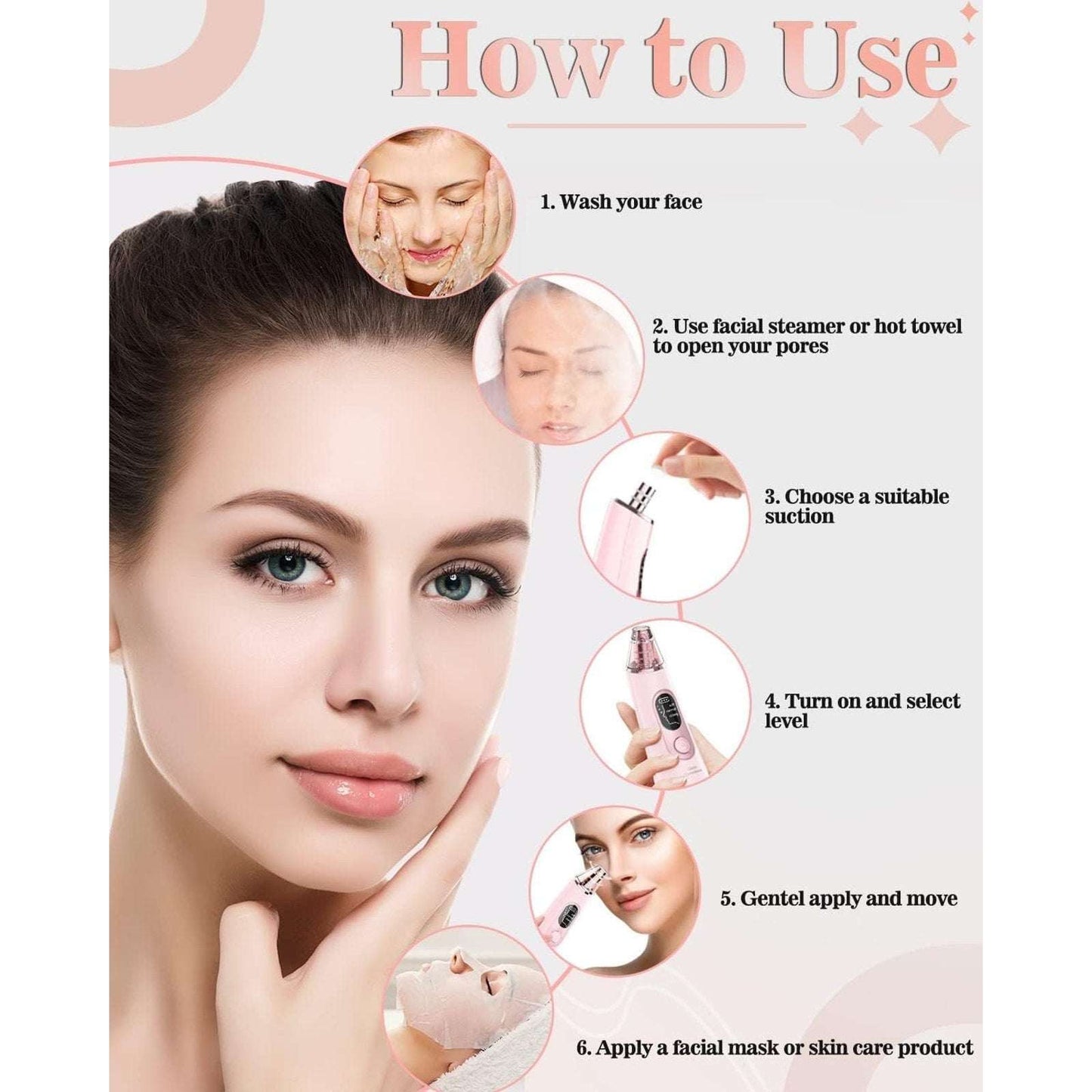 Blackhead Remover Pore Vacuum w/ LED Screen & 4 Probes Tighten, Lift & Exfoliate