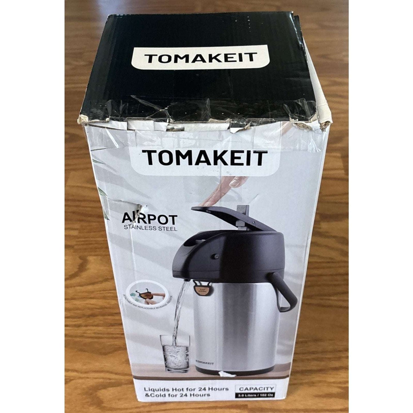 3L (102 Oz) Airpot Beverage Dispenser Insulated Coffee Carafe w/ Swivel Base