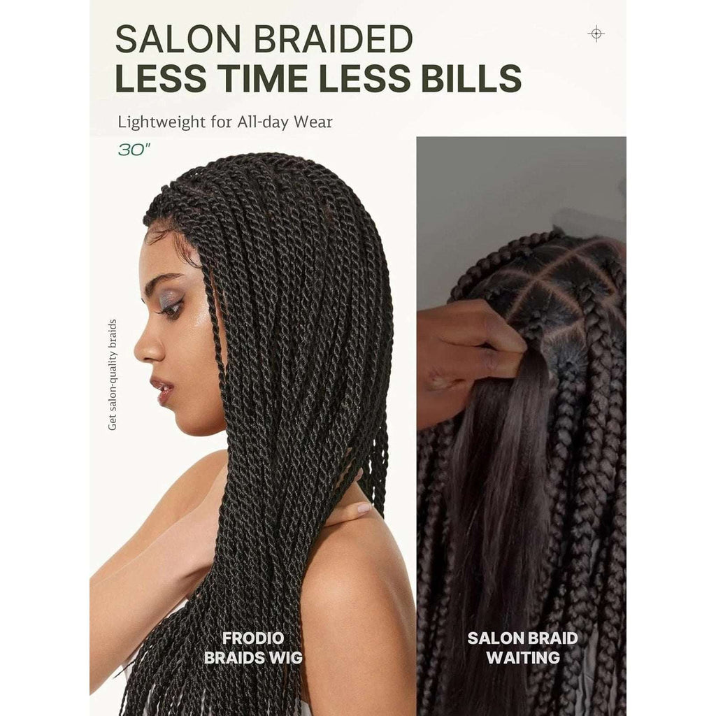 Full Lace Micro Twist Braided Knotless Wig Veralux 200% Density 30 inch Black