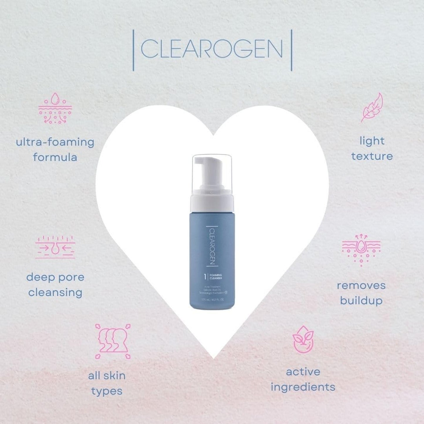 Clearogen Foaming Facial Cleanser, Acne Treatment Face Wash with Salicylic Acid