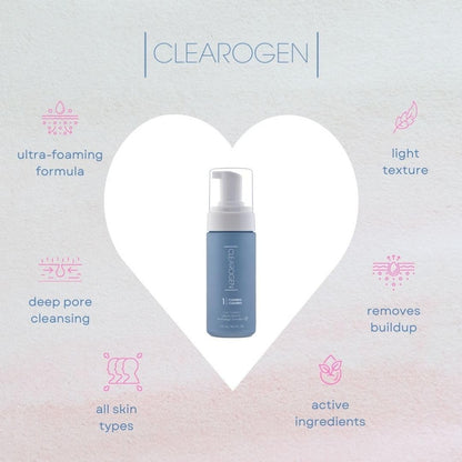 Clearogen Foaming Facial Cleanser, Acne Treatment Face Wash with Salicylic Acid