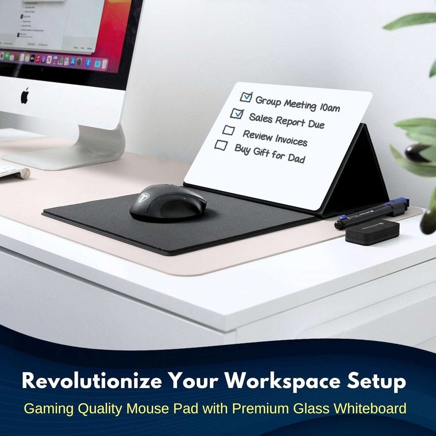 Mousepad w/ Dry Erase Whiteboard/Tablet/Phone Stand Manage To-Do List Take Notes