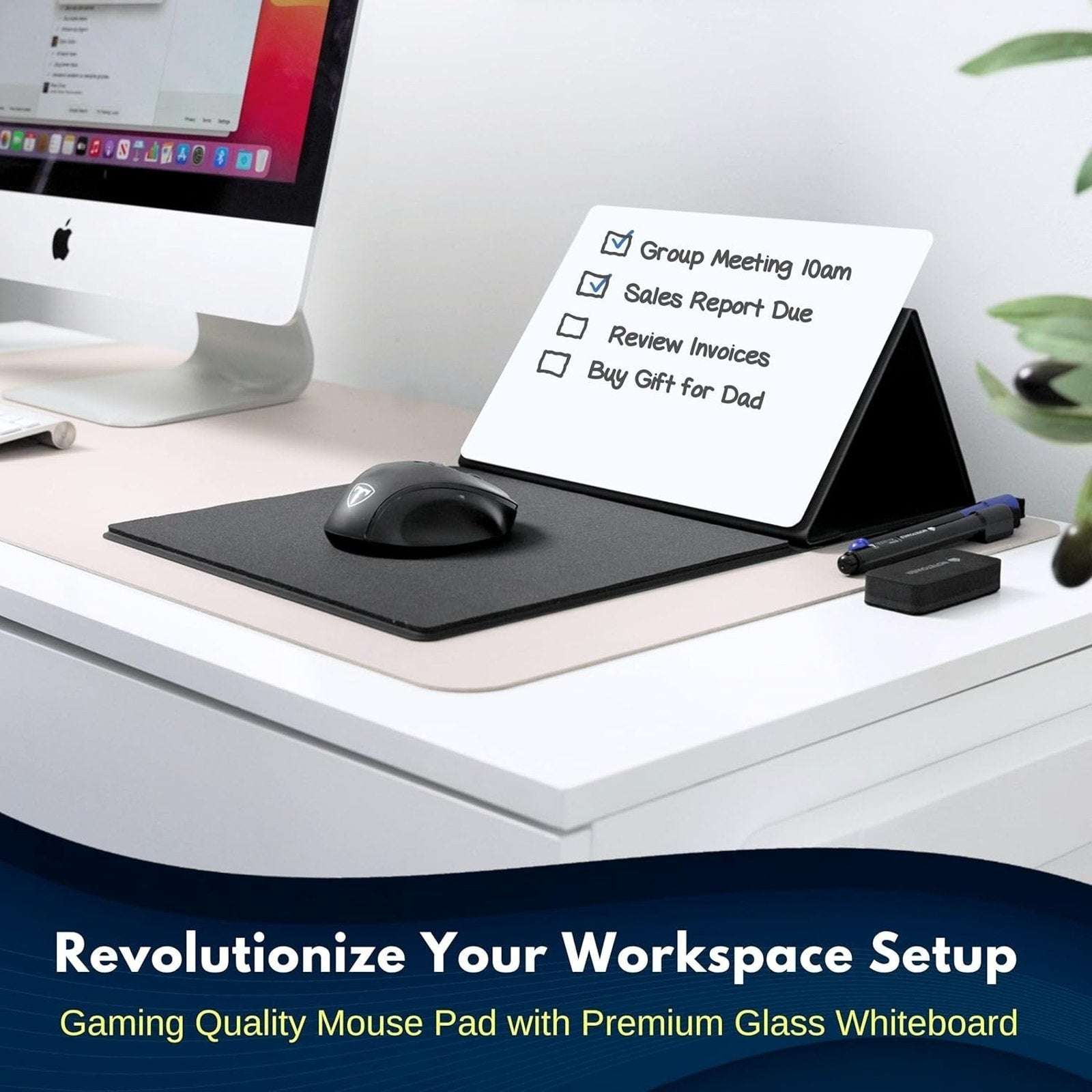 Mousepad w/ Dry Erase Whiteboard/Tablet/Phone Stand Manage To-Do List Take Notes