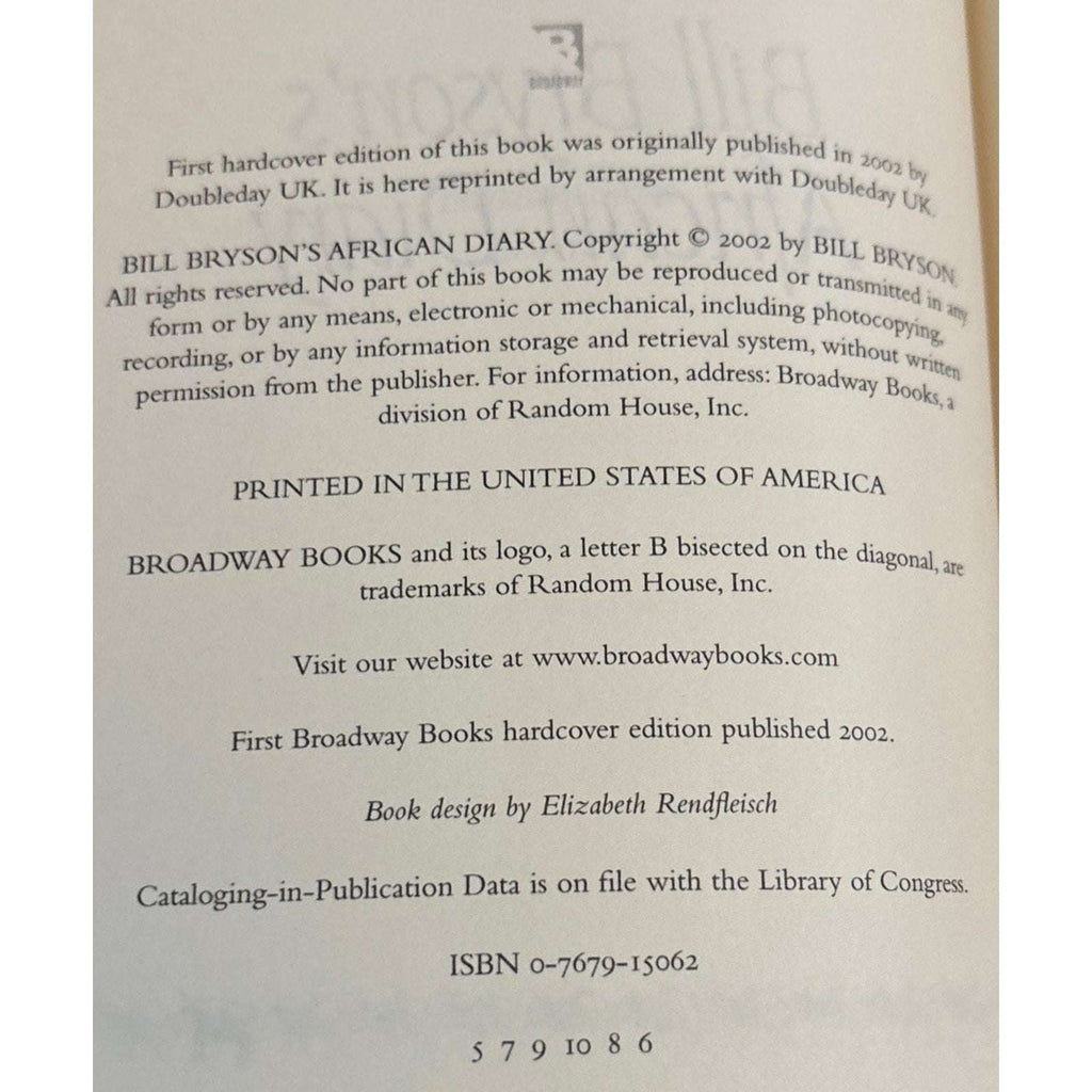 Bill Bryson's African Diary - Bill Bryson, 9780767915069, hardcover