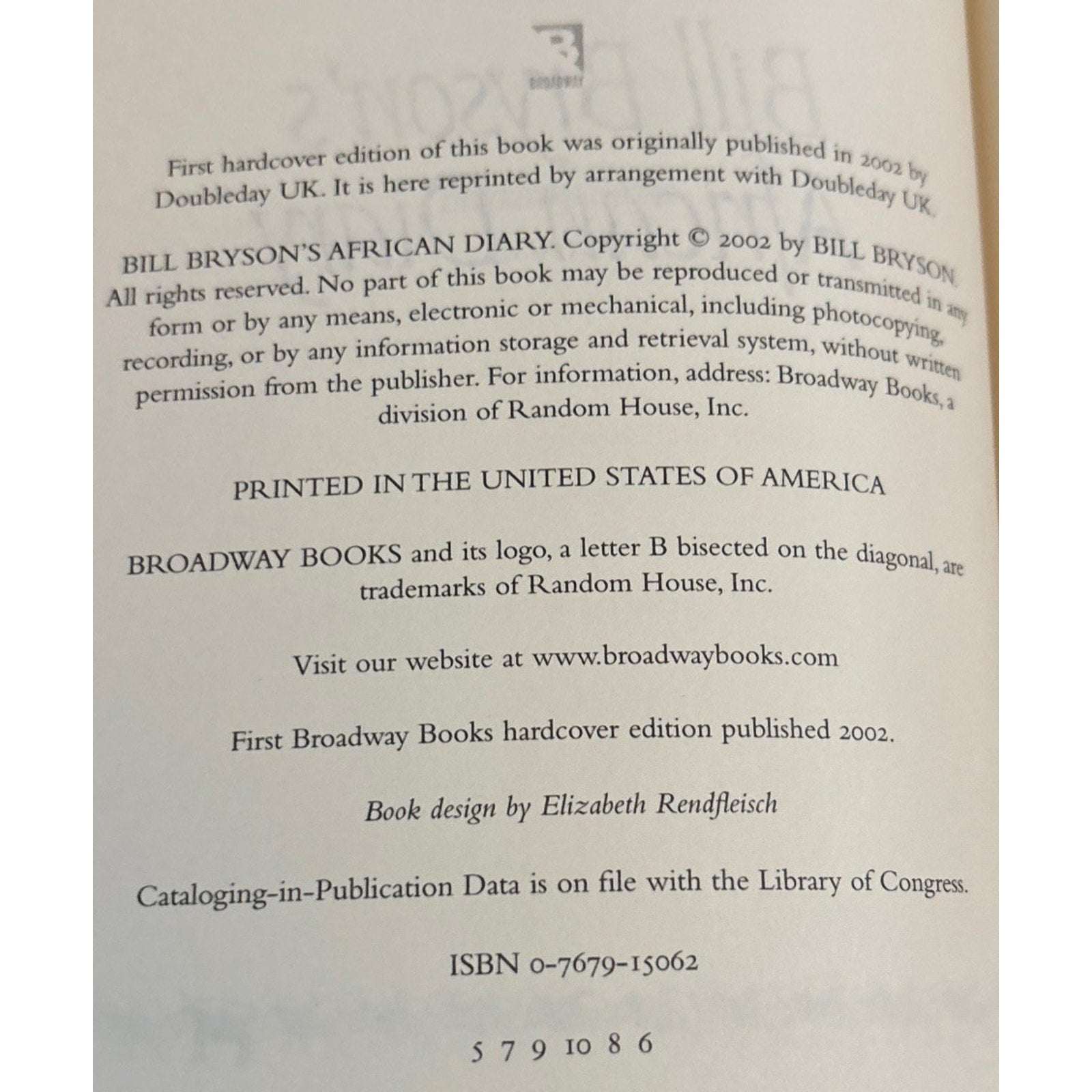 Bill Bryson's African Diary - Bill Bryson, 9780767915069, hardcover