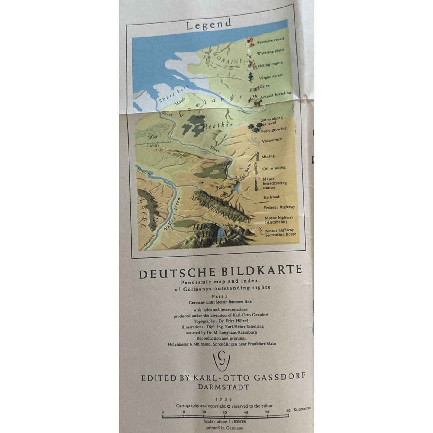 Deutsche Bildkarte, Panoramic Map and Index of Germany's Outstanding Sights