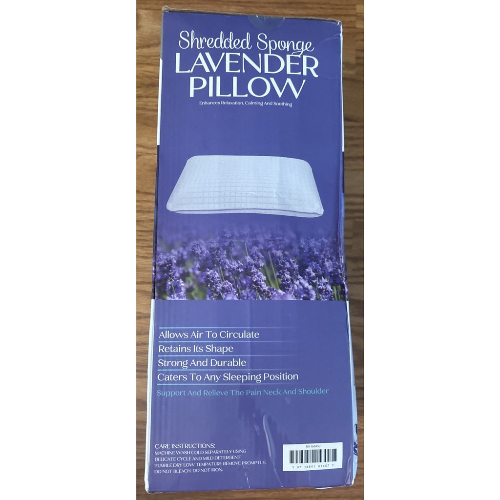 Lavender Infused Shredded Memory Foam Queen Bed Pillow Aromatic Calming Relaxing