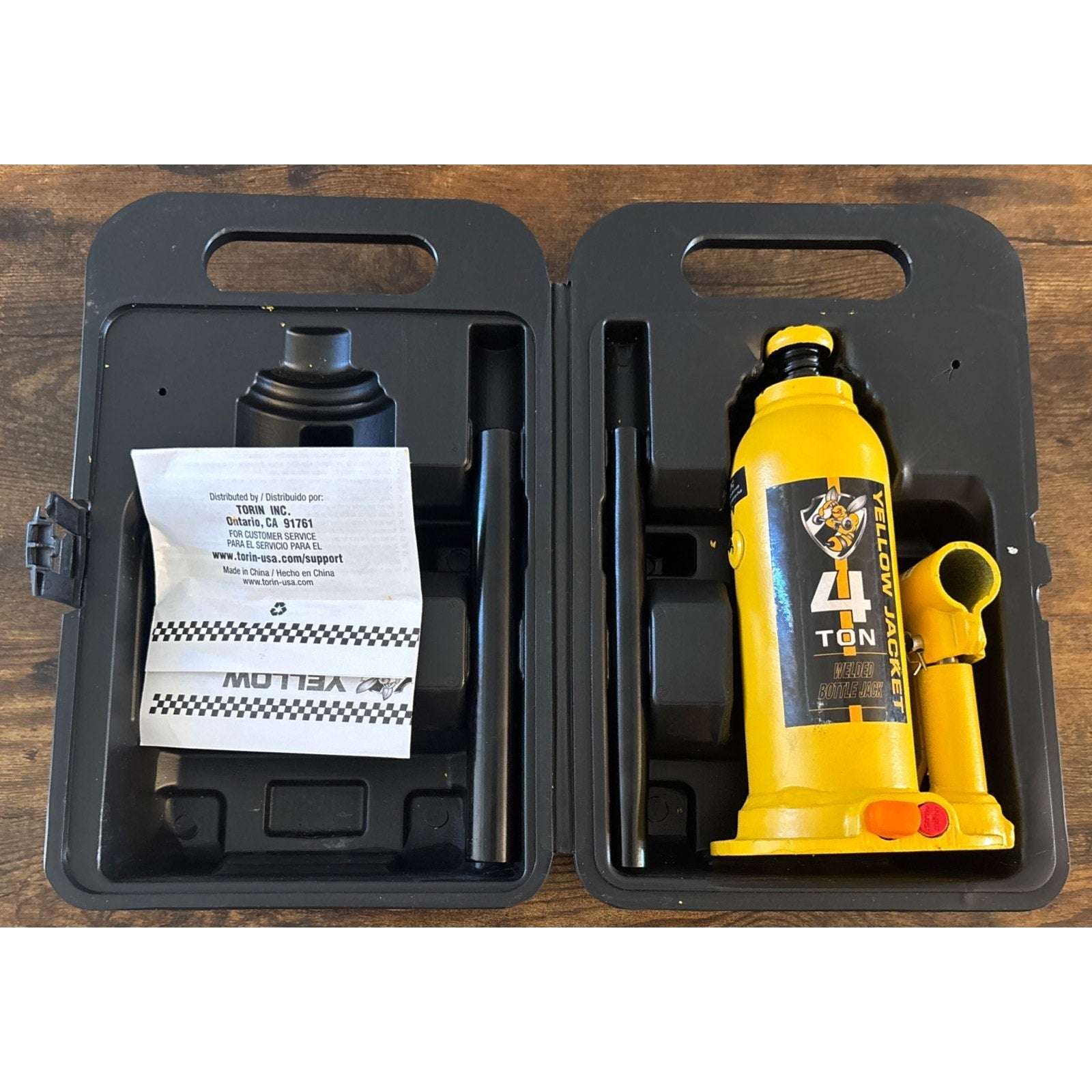 Torin 4Ton (8,000 LBs) Welded Bottle Jack, Yellow Jacket W/ Case, Safety Feature