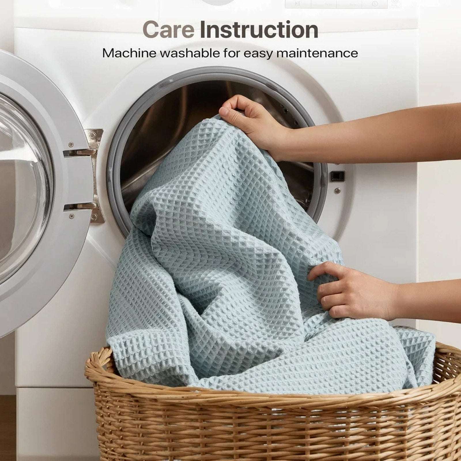 Madison Park 100% Cotton Ultra Soft Breathable Waffle Blanket Full/Queen - Aqua