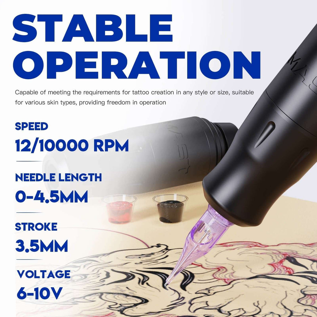 Mast Pro2 Tour DRAGONHAWK Wireless Tattoo Pen Machine Kit 3.5mm Stroke 10000RPM