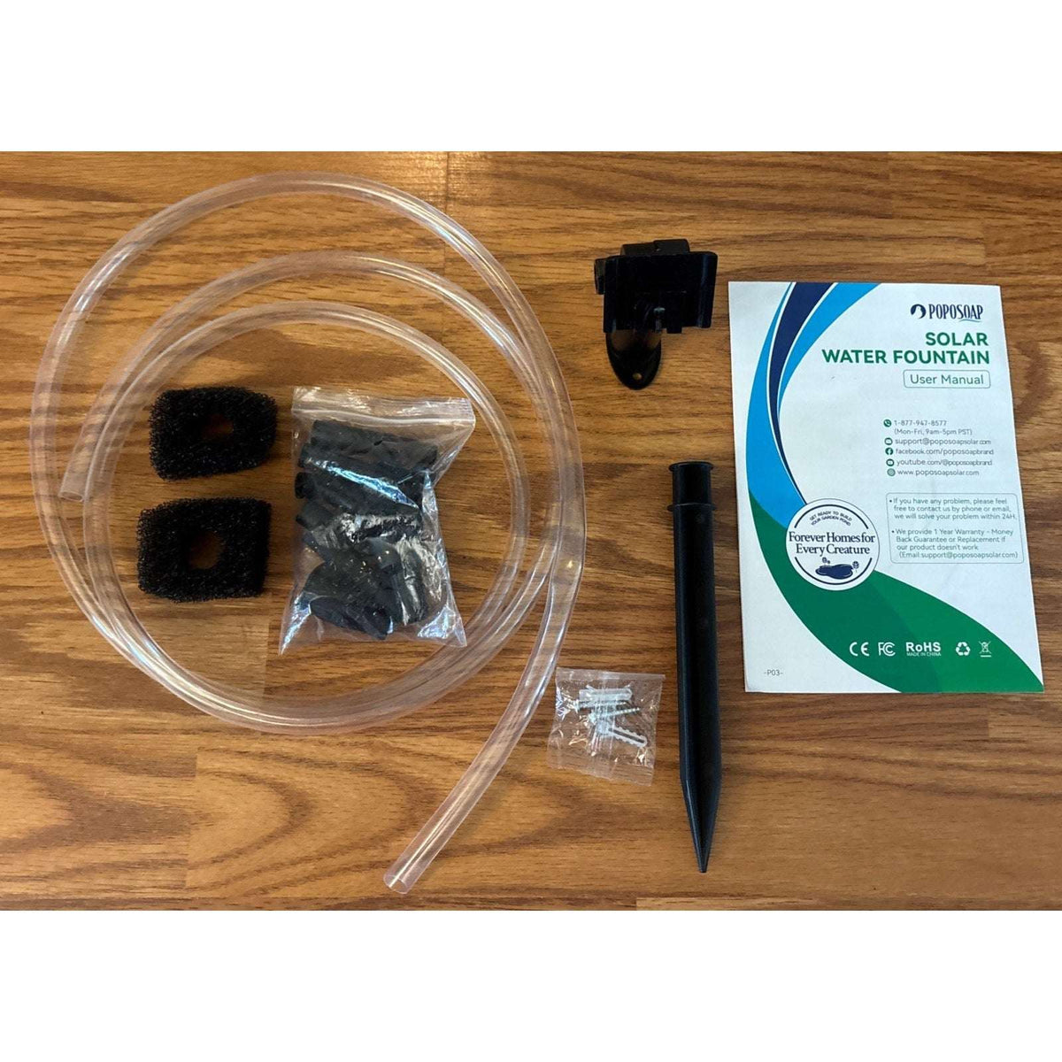 POPOSOAP 20W Solar Fountain Water Pump, 280GPH Submersible w/ Flow Control Valve