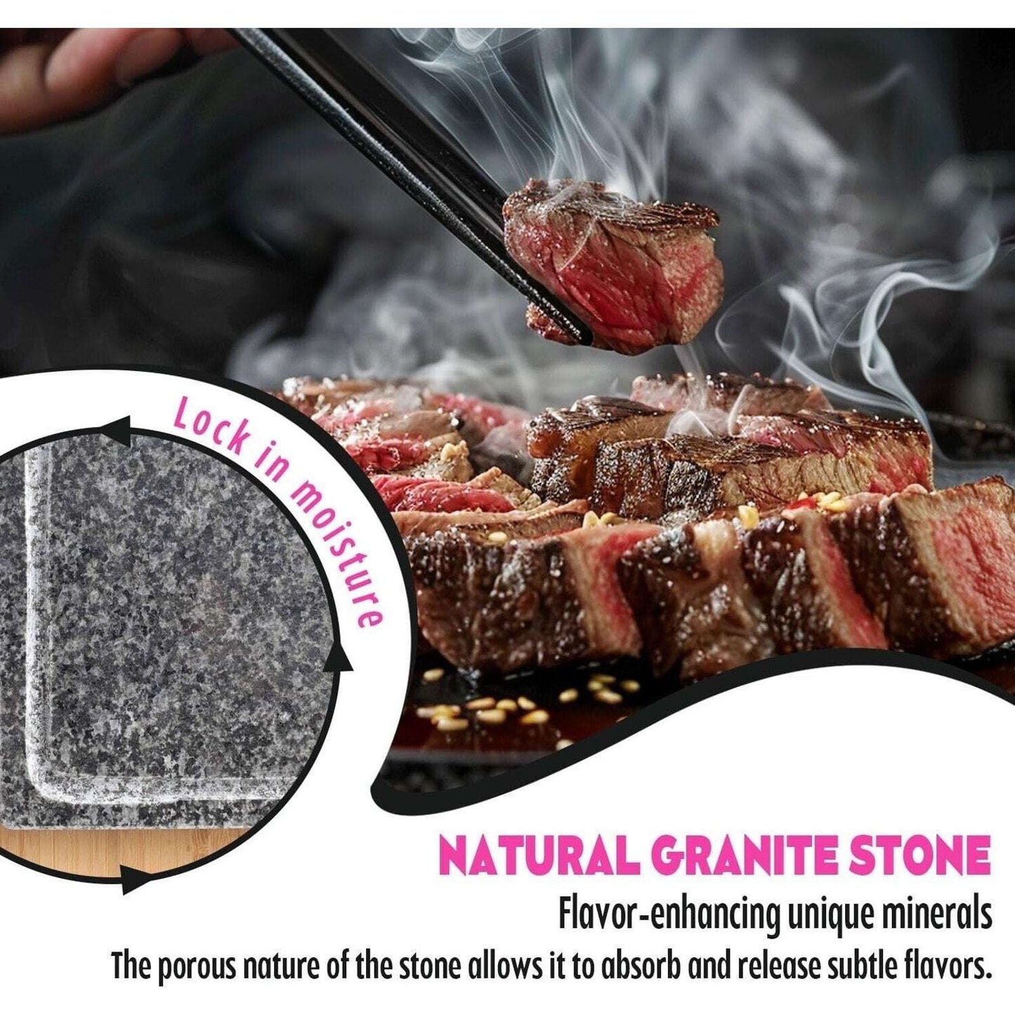 Hot Cooking Stone Griddle Steaks Veggies Smokeless Indoor/Outdoor Table Cooking