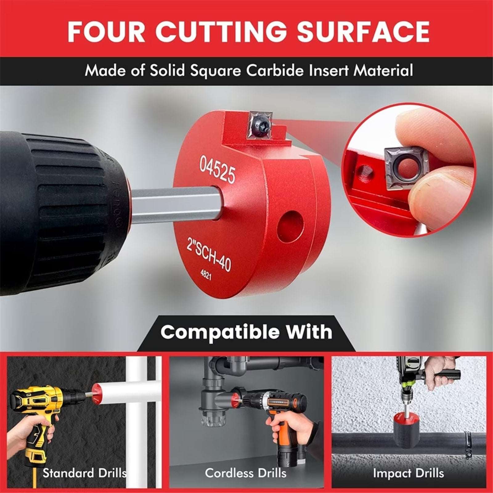 8Pc PVC Pipe Reamer Kit Socket Saver for Standard 1/2" Drills Fits 1/2"-4" Pipes