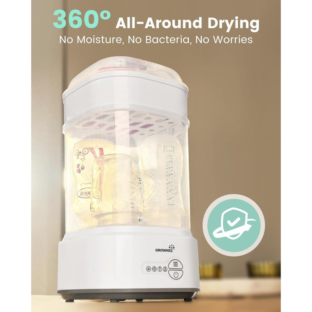 Grownsy Bottle Sterilizer and Dryer Model LS-BE916, Compact Electric Steam Baby
