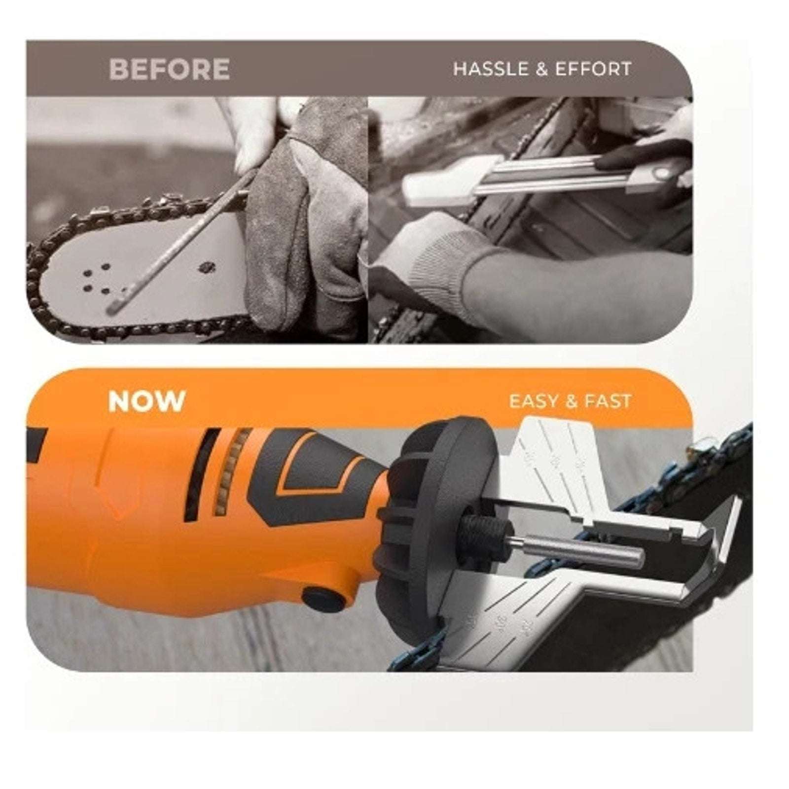 135W Sharp Pebble Electric Chainsaw Sharpener Kit 4PC Diamond Wheel Angle Guide