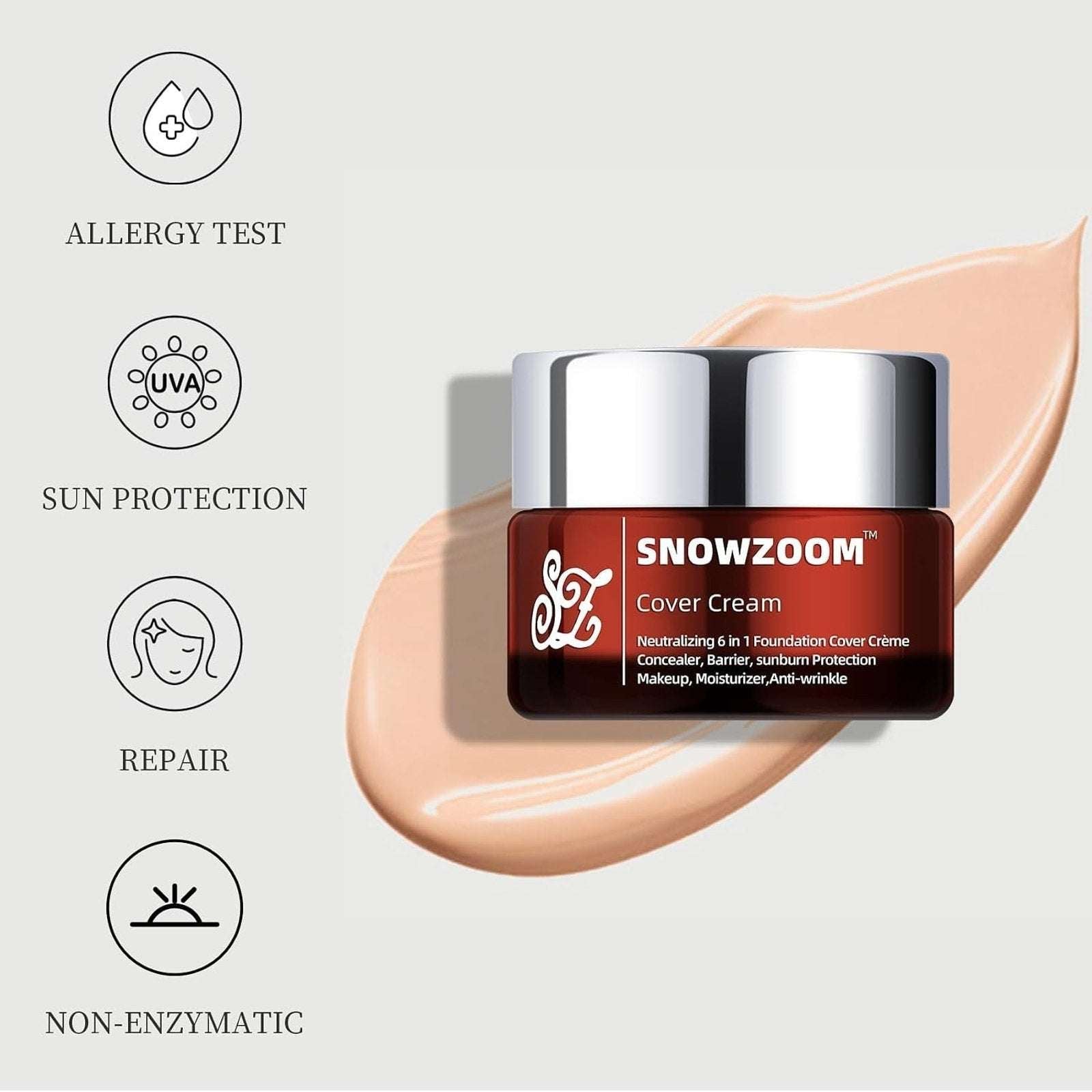 Snowzoom 6-in-1 Neutralizing Makeup Foundation Concealer SPF 50+ Porcelain Beige