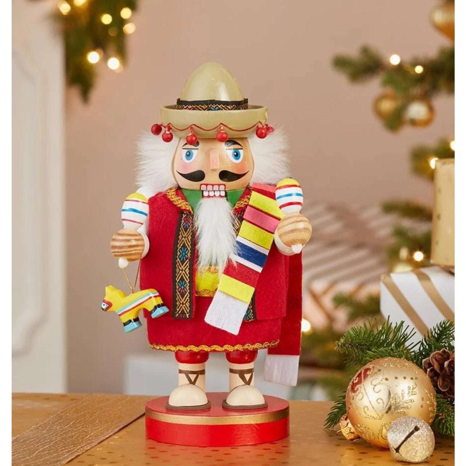 Kurt Adler Chubby Mexican Wooden Nutcracker Christmas Handcrafted 10.25 Inch