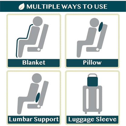 PAVILIA Compact Travel Blanket Pillow Set Airplane Roadtrip Car Flight Plane+