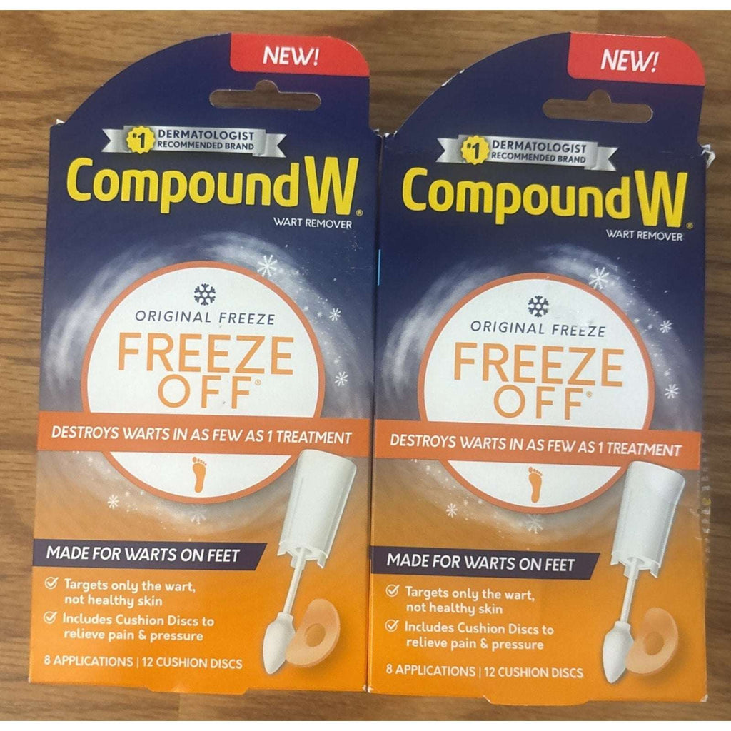 2x Compound W Freeze Off Wart Remover for Feet 8 Applications 12 Cushion Discs