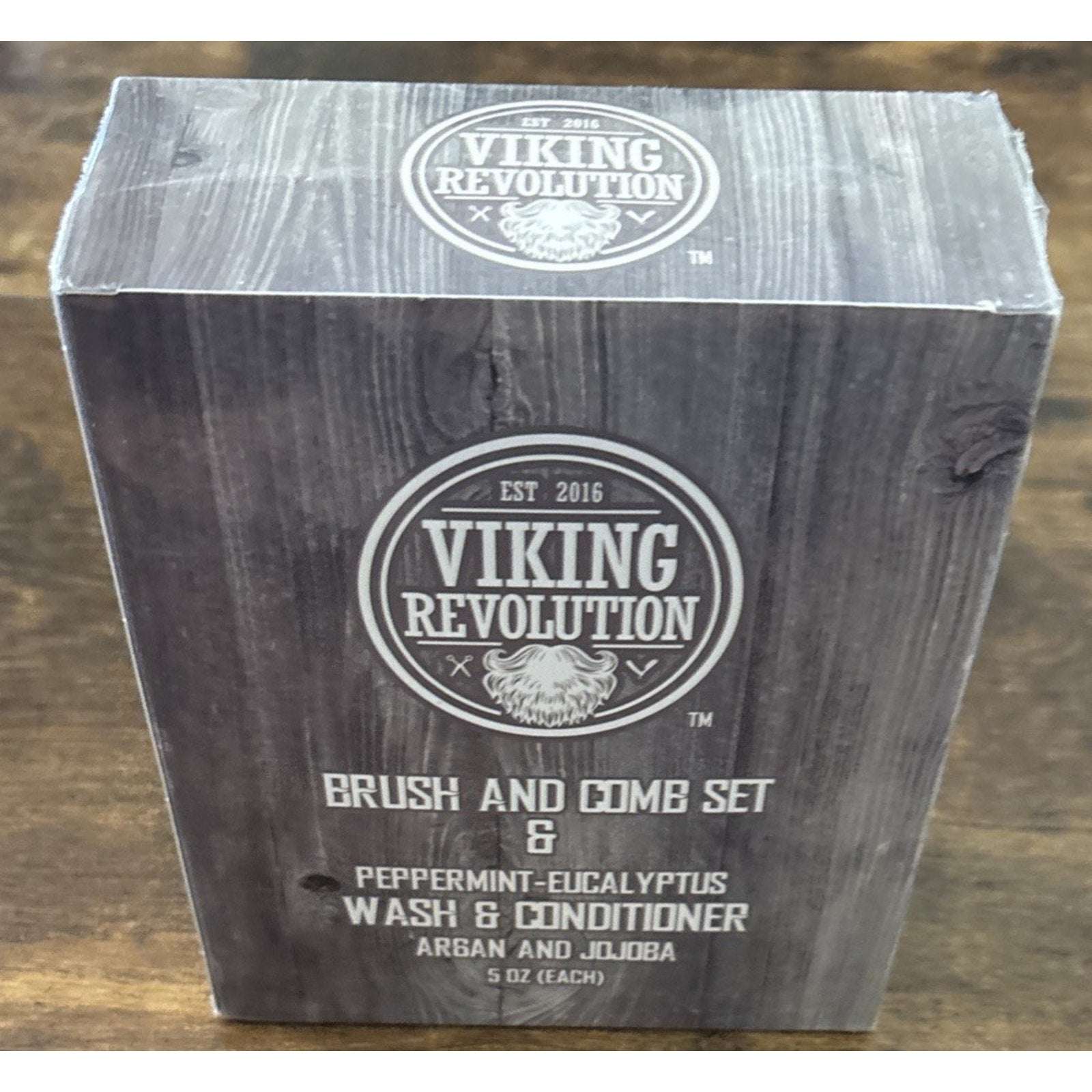 Viking Revolution Brush, Comb w/ Beard Wash & Conditioner Set Argan & Jojoba Oil