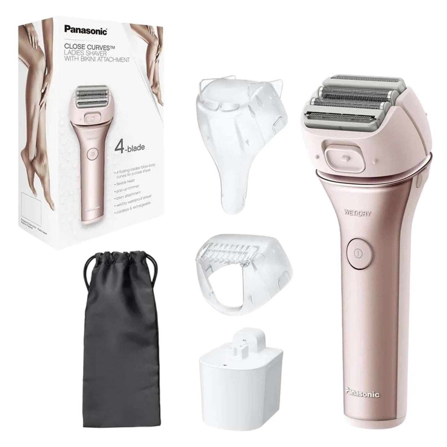 Panasonic Close Curves Wet/Dry Ladies Shaver 4-Blade w Bikini Attachment Trimmer